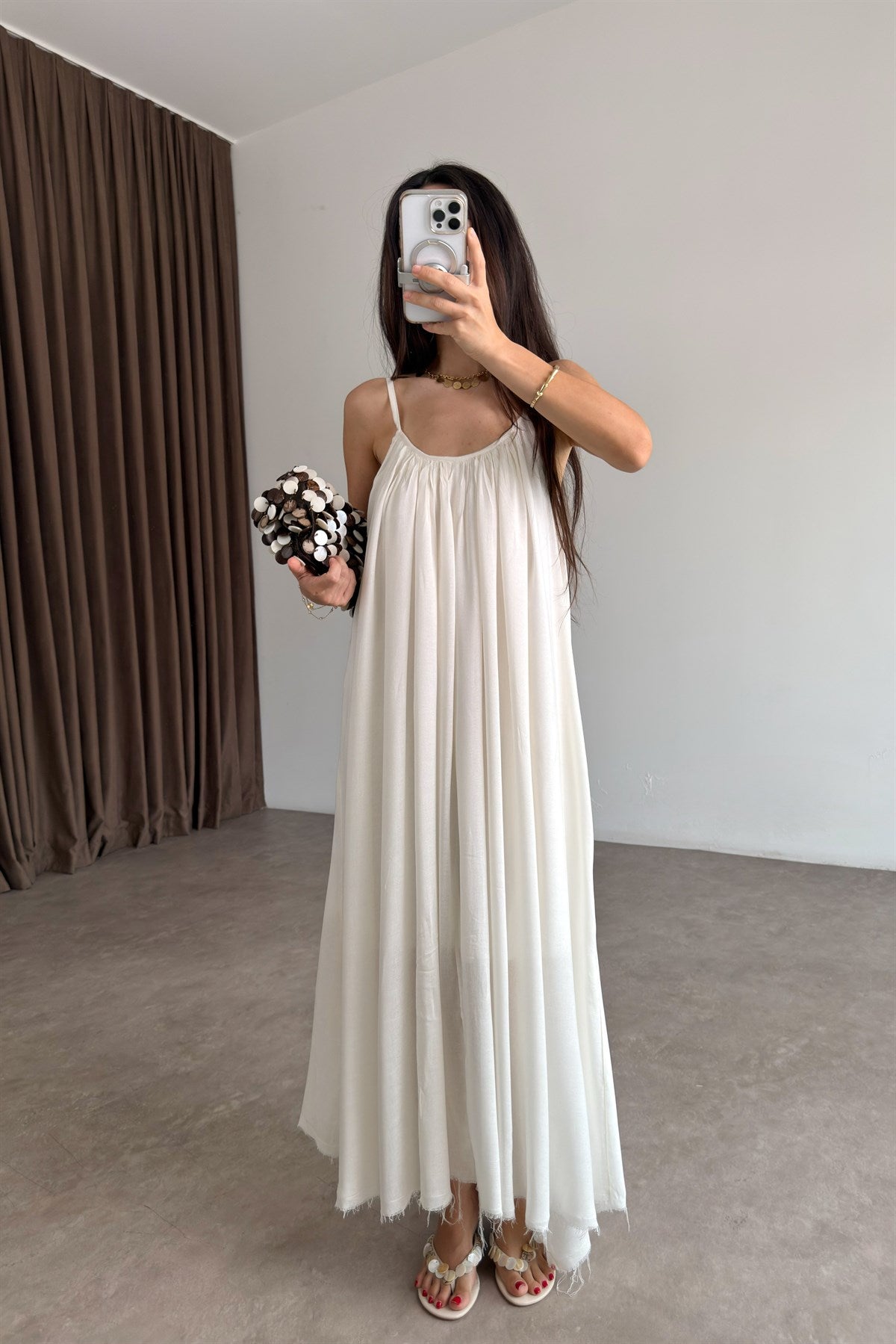 Valeria Premium Ekru Elbise