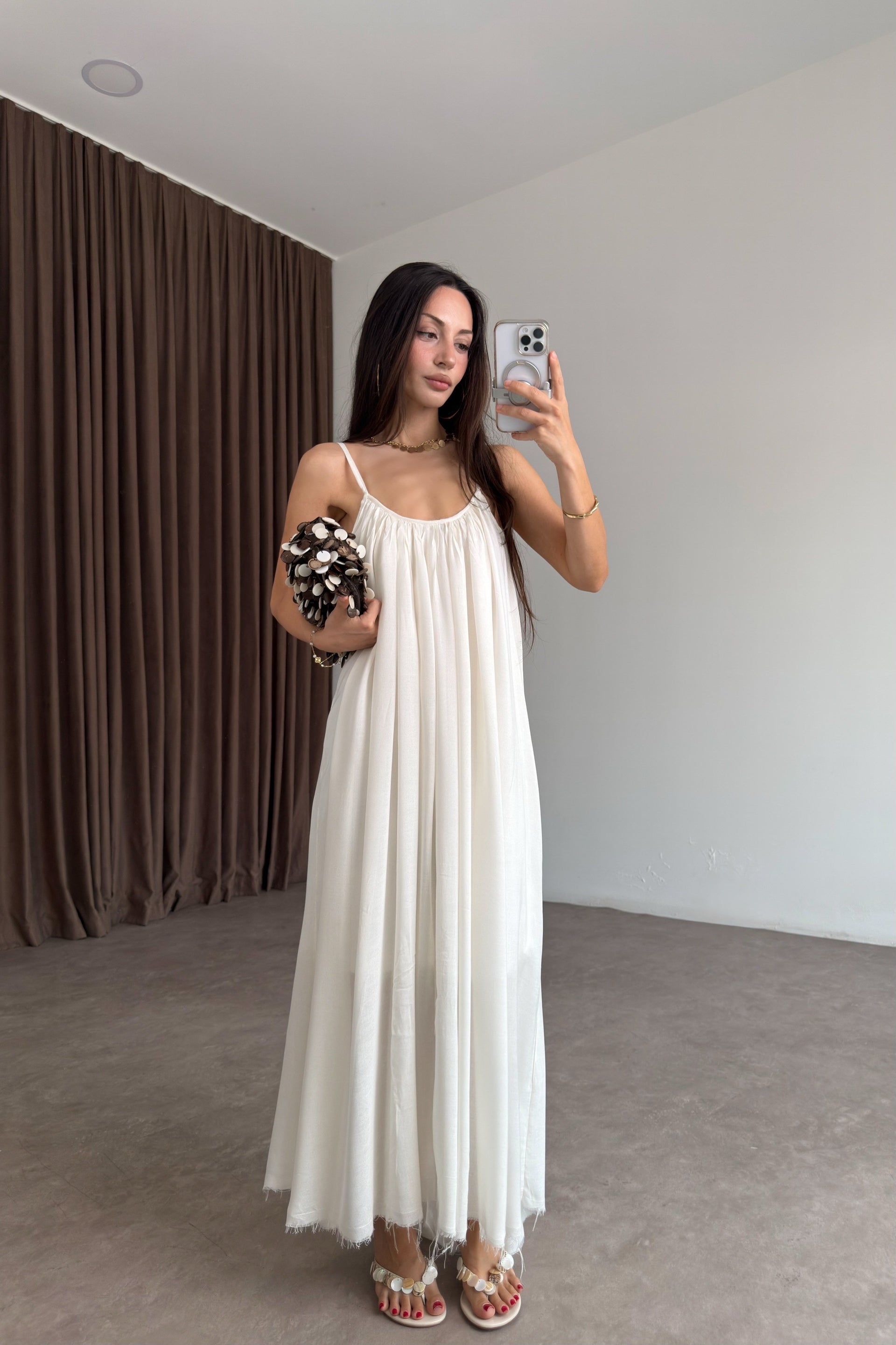 Valeria Premiumm Ekru Elbise