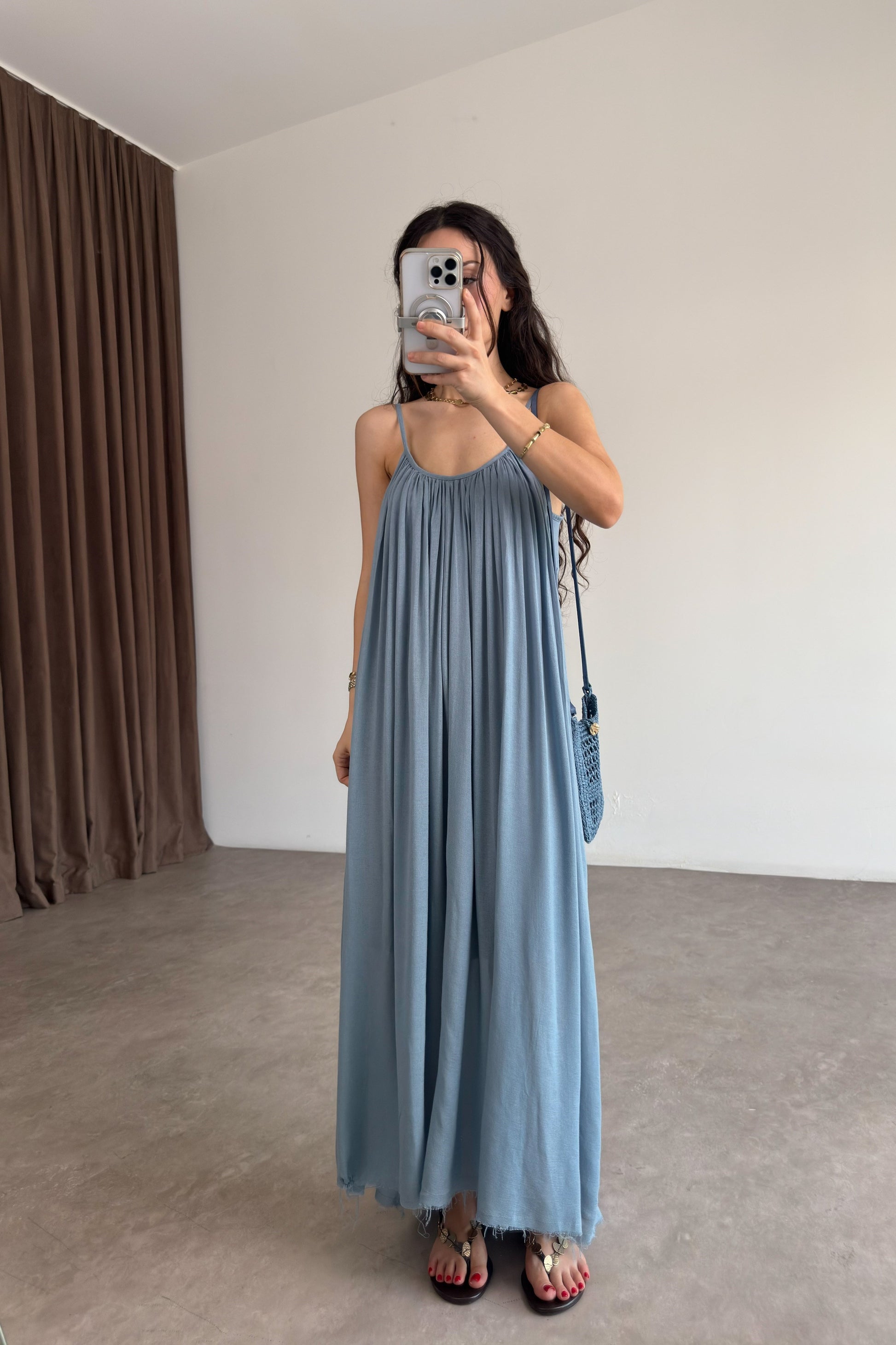 Valeria Premium Indigo Elbise