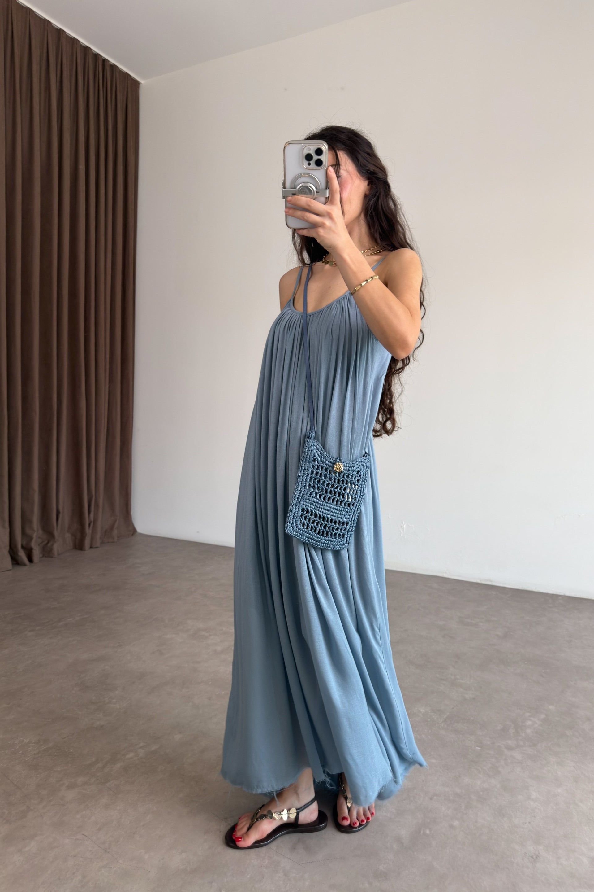 Valeria Premium Indigo Elbise