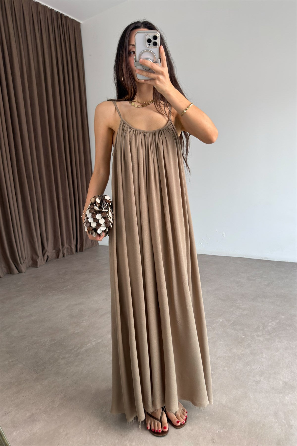 Valeria Premium Kahve Elbise
