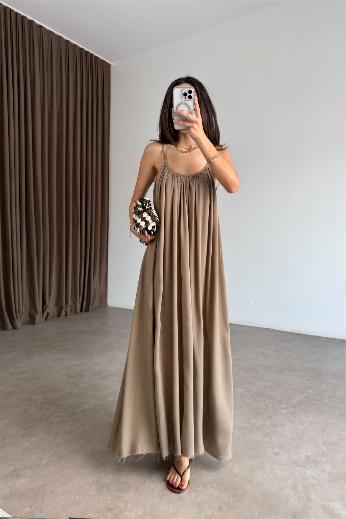 Valeria Premium Kahve Elbise