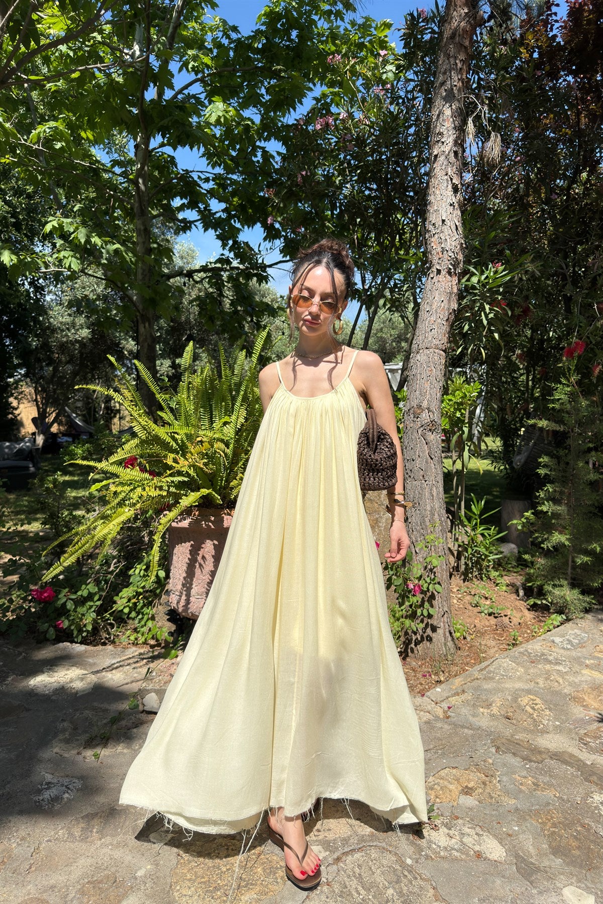 Valeria Premium Pudra Sarı Elbise
