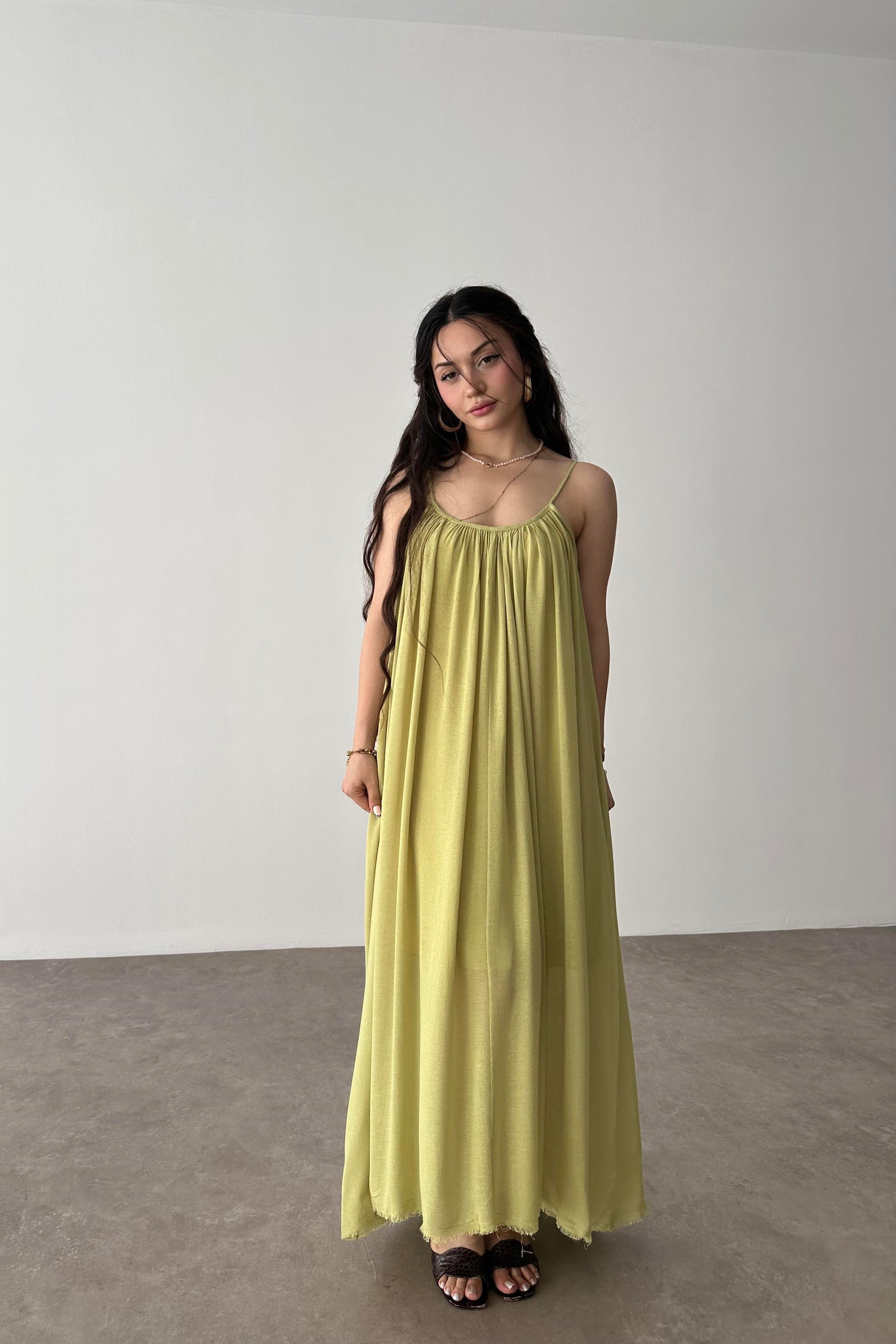 Valeria Premium Haki Elbise