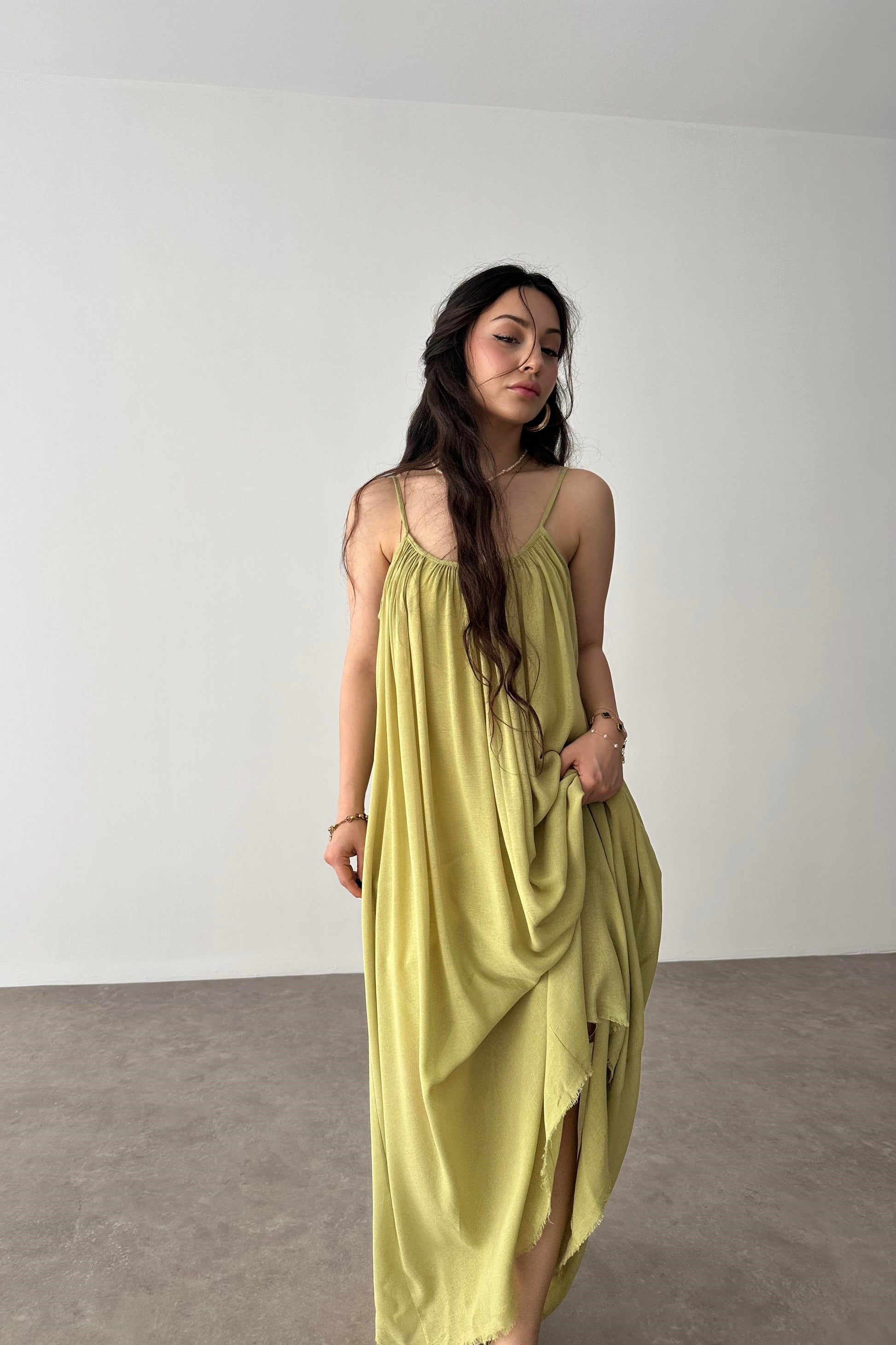 Valeria Premium Haki Elbise