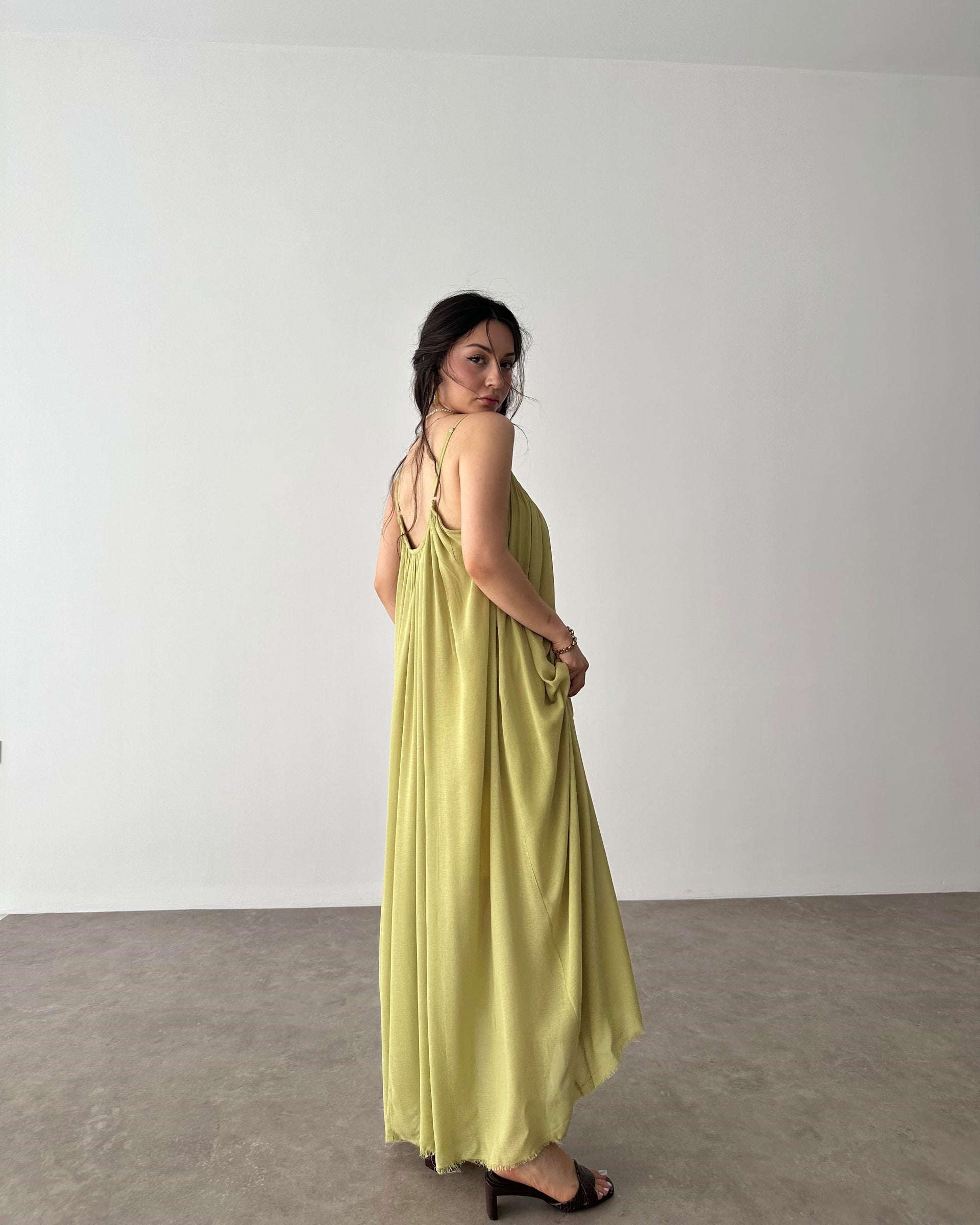 Valeria Premium Haki Elbise