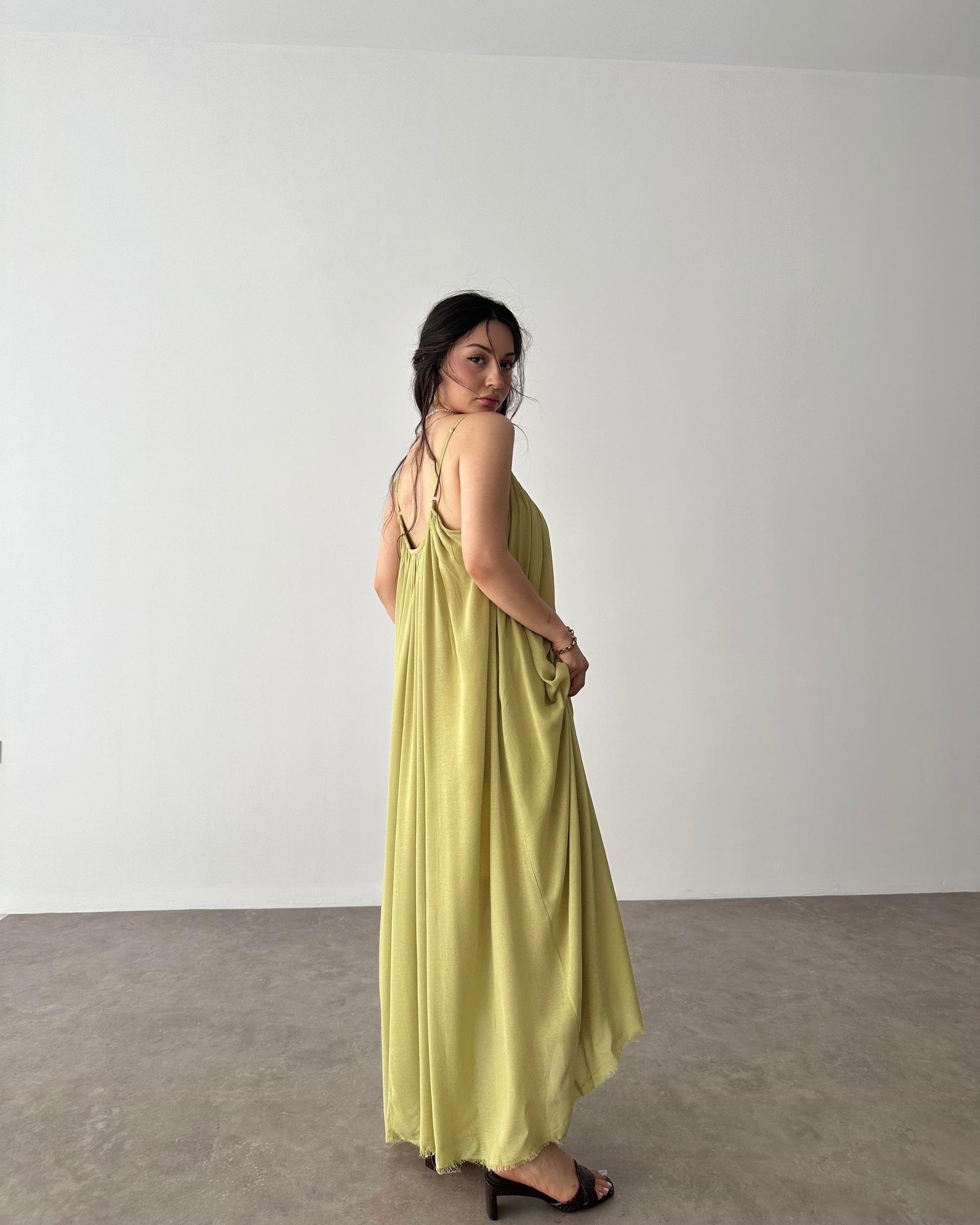 Valeria Premium Haki Elbise