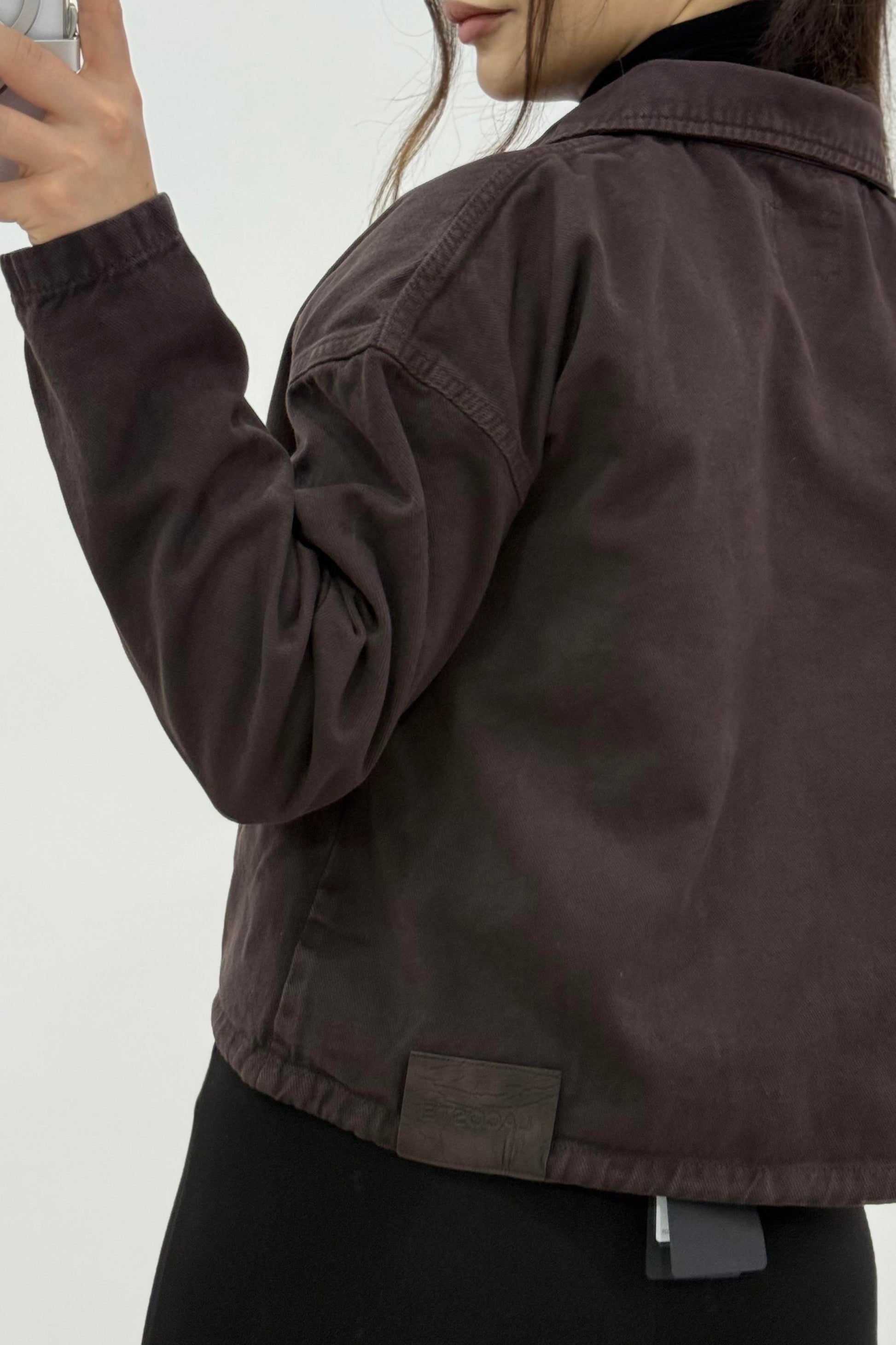 Yakalı Fermuarlı Orj Marka Kahve Denim Ceket