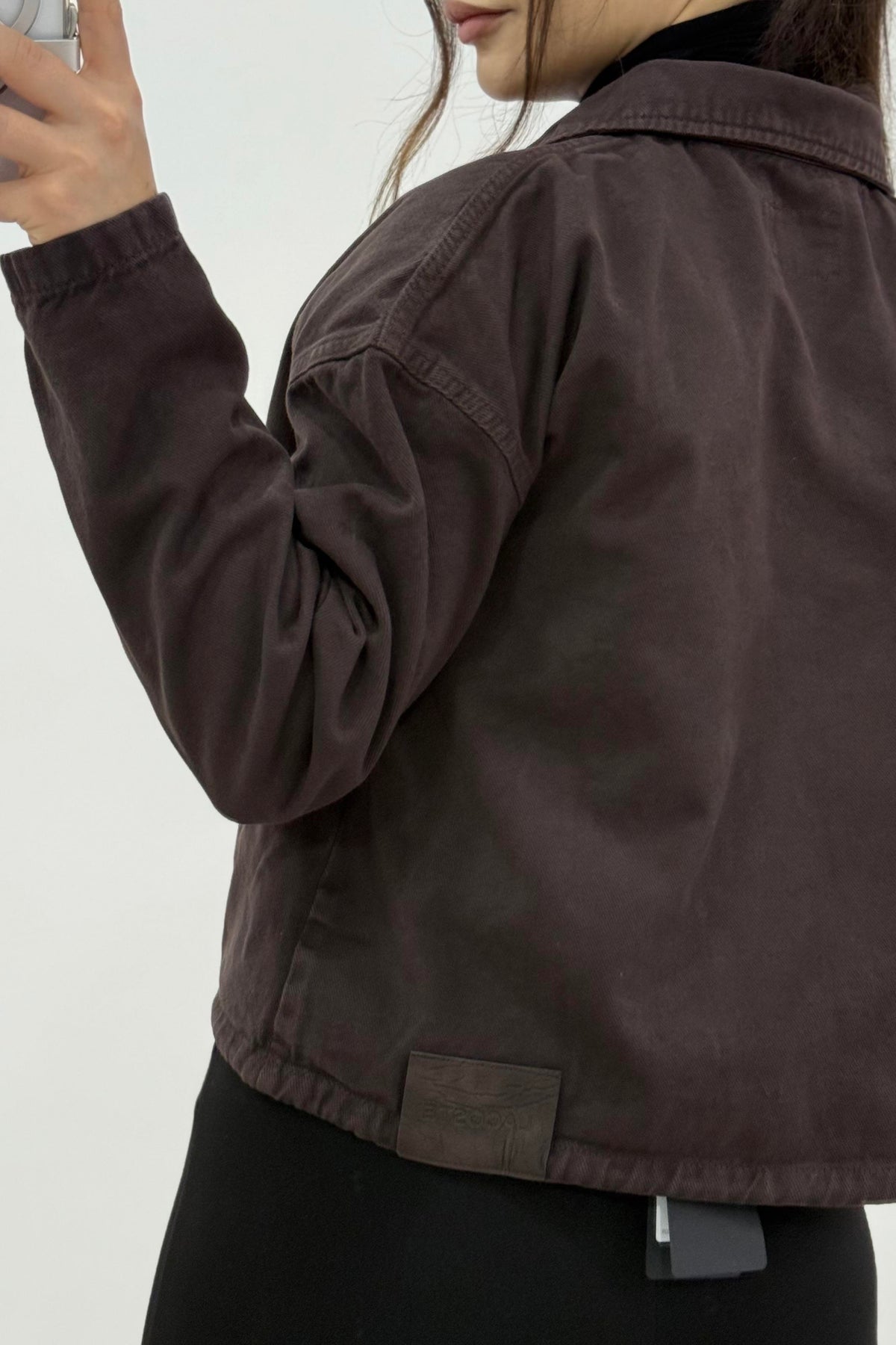 Yakalı Fermuarlı Orj Marka Kahve Denim Ceket