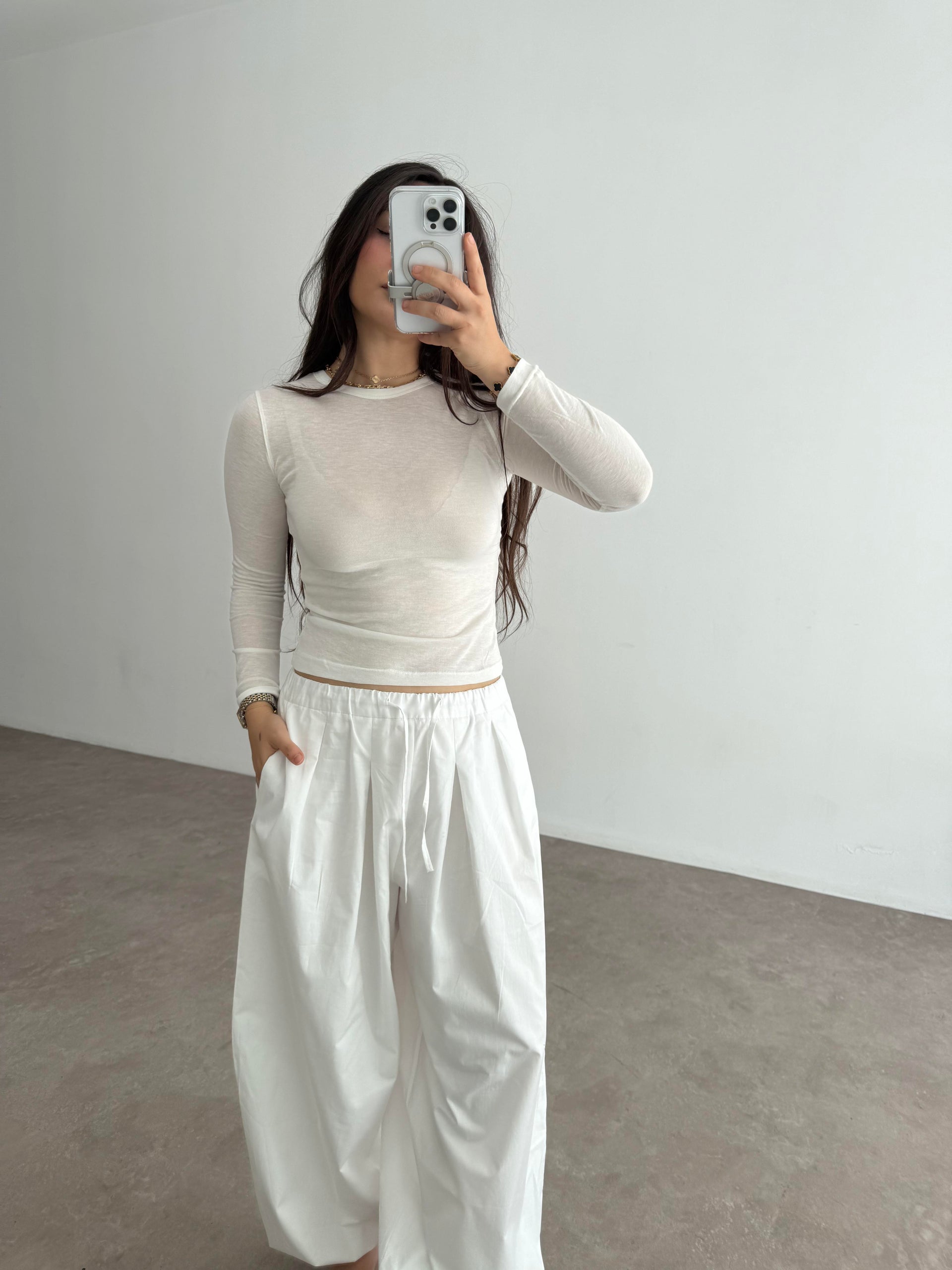 Yarı Pamuklu Beyaz Body