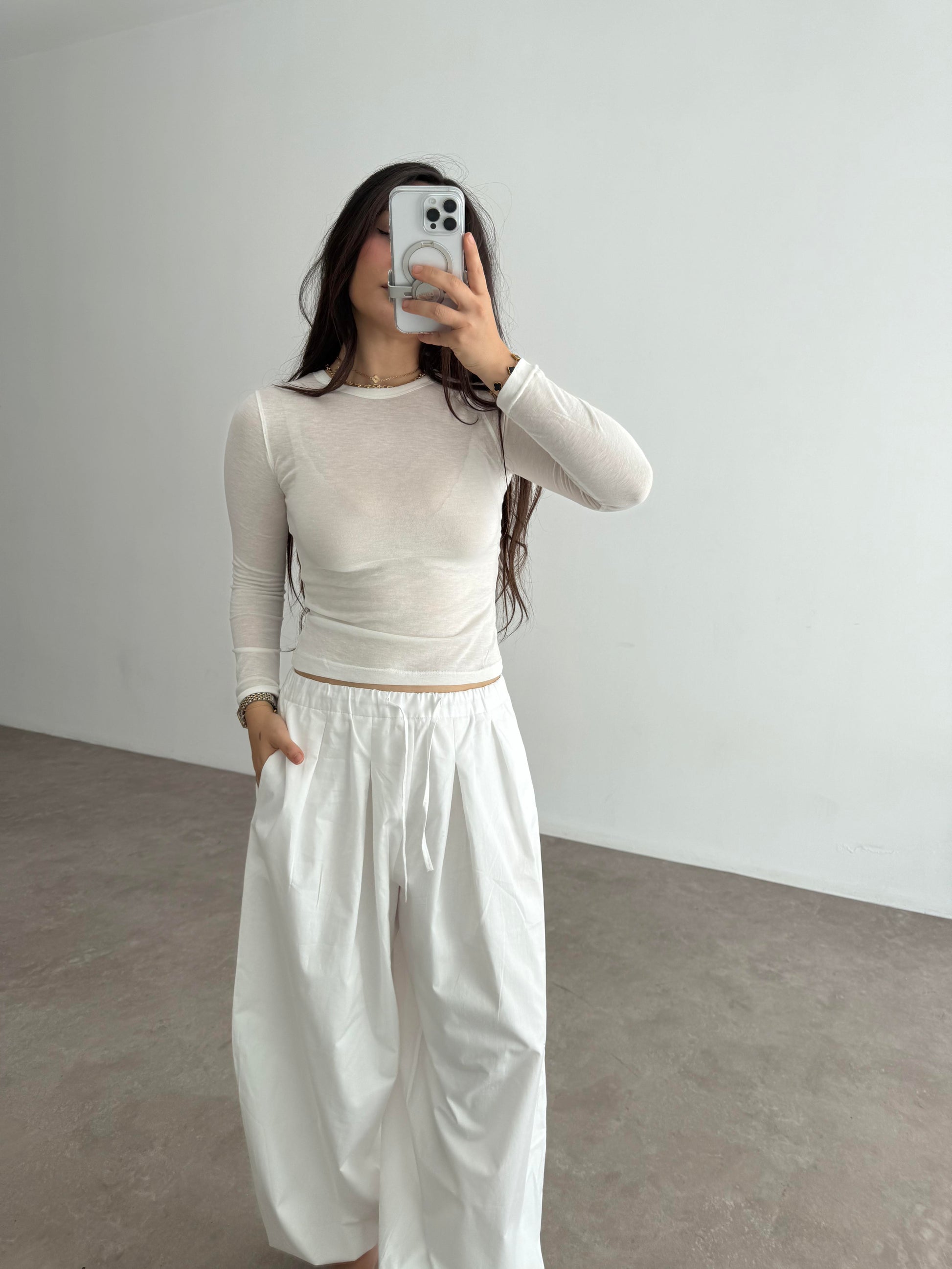 Yarı Pamuklu Beyaz Body