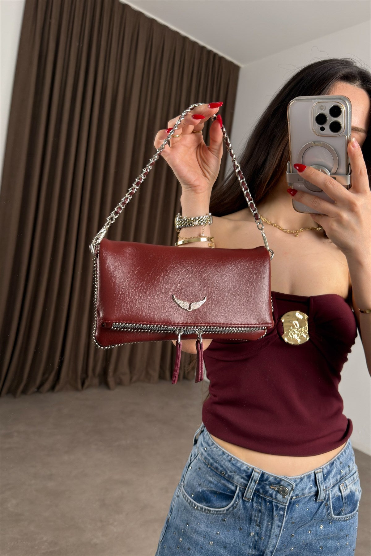 Zadg&Vltaire Metal Detaylı Bordo Çanta