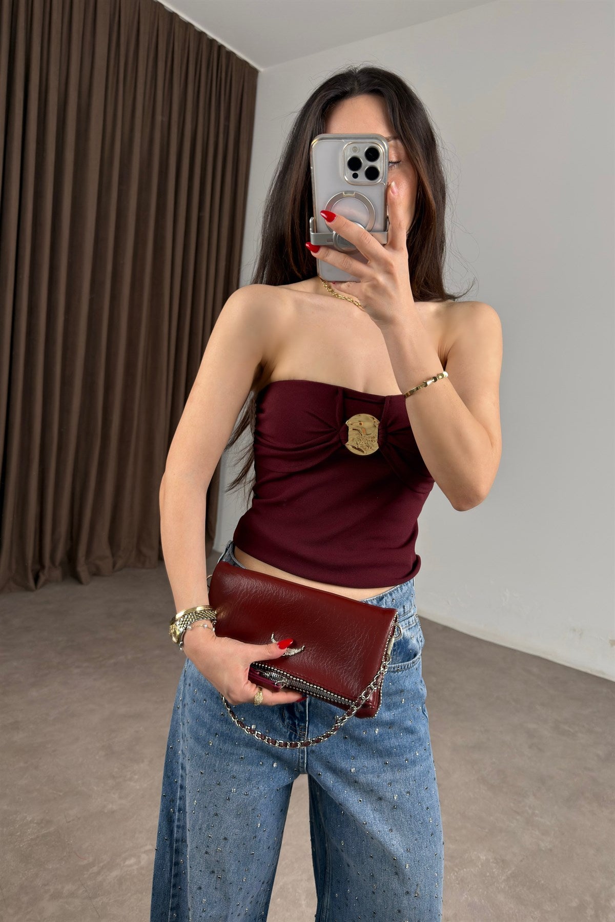 Zadg&Vltaire Metal Detaylı Bordo Çanta