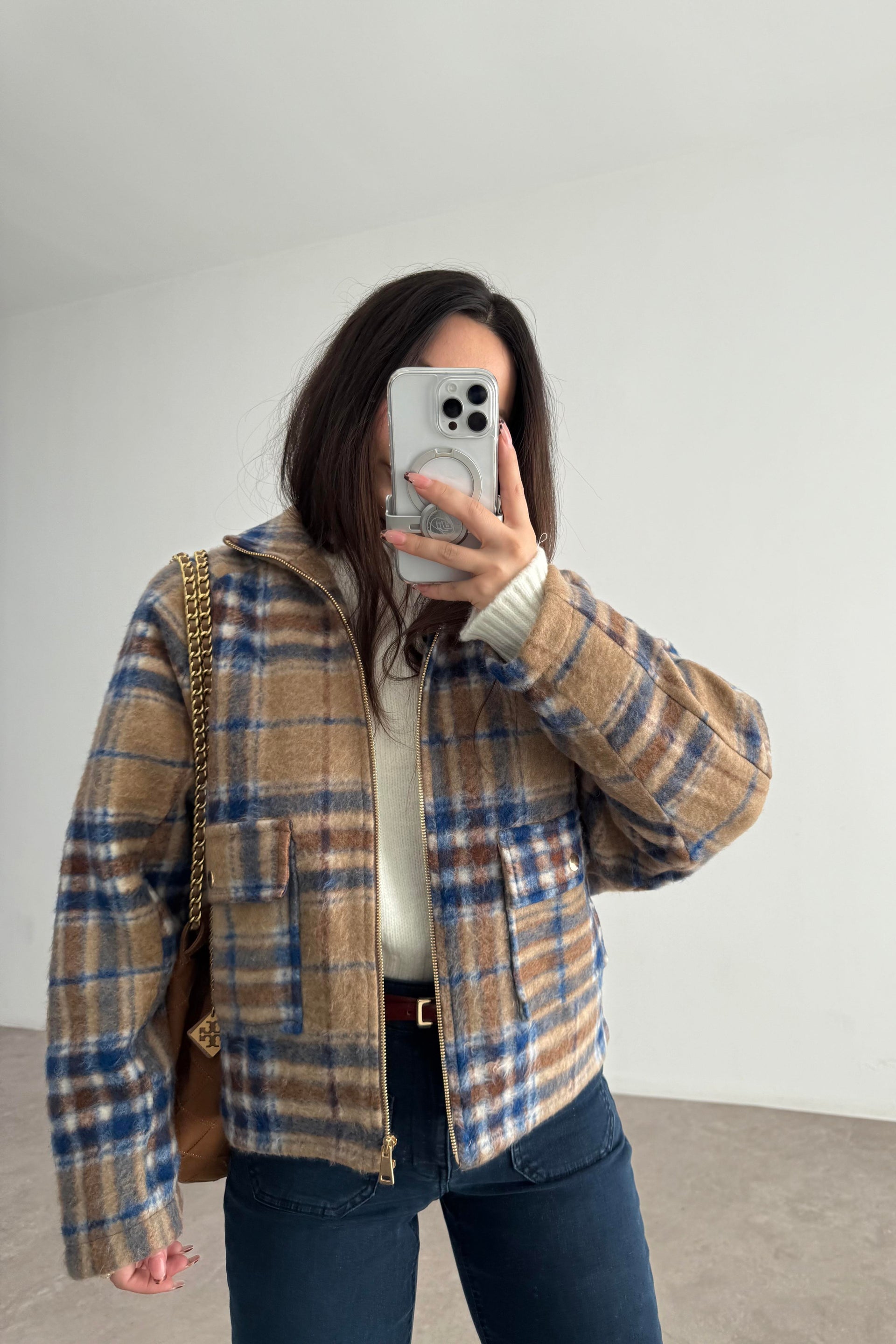 Zr. Kaşe Ekose Camel Ceket