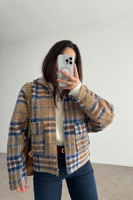 Zr. Kaşe Ekose Camel Ceket
