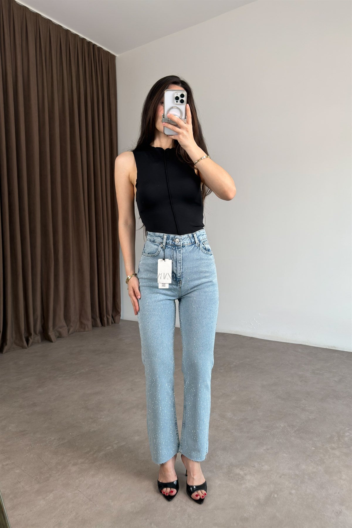ZR Boyfit Dream Blue Taşlı Jean