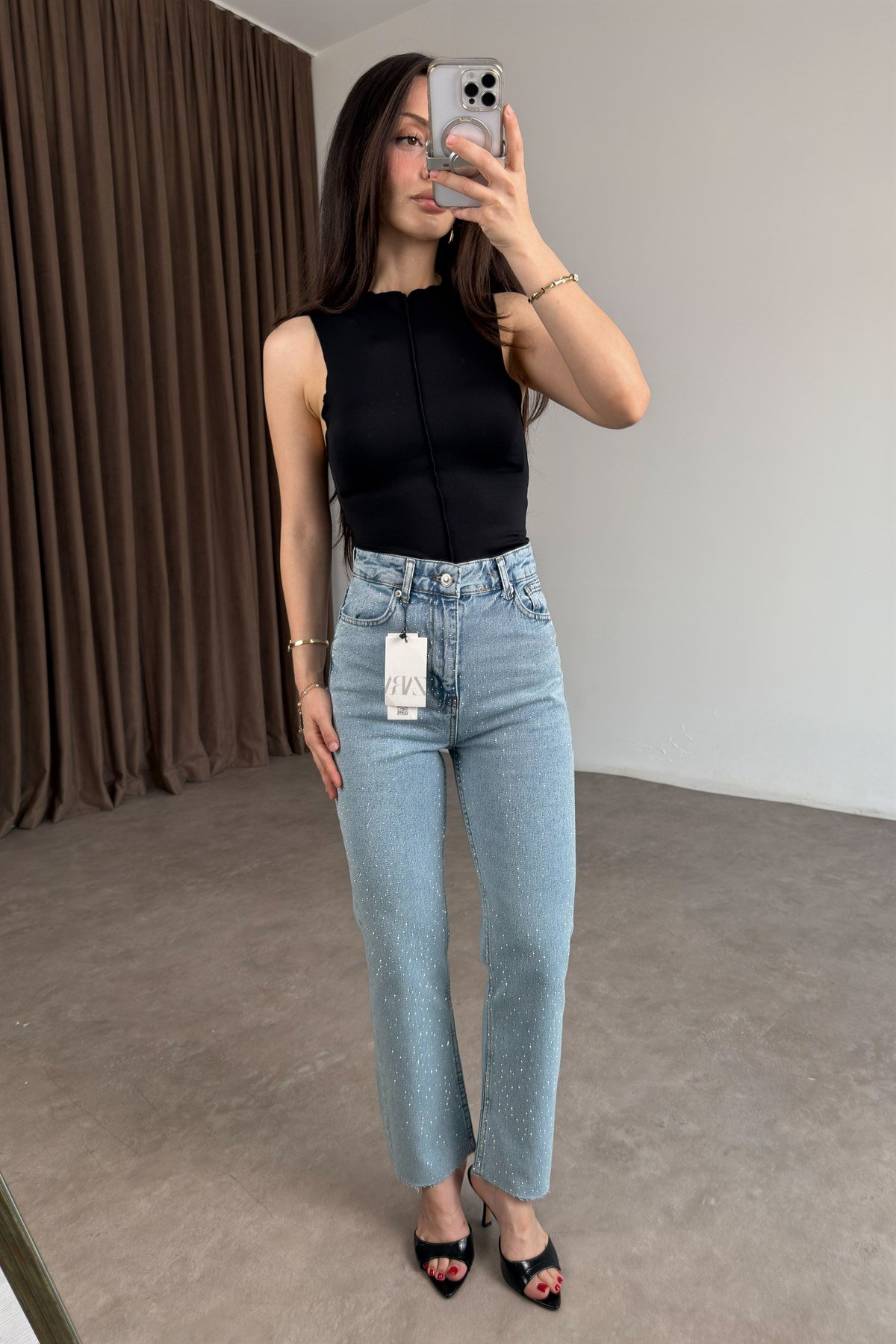 ZR Boyfit Dream Blue Taşlı Jean