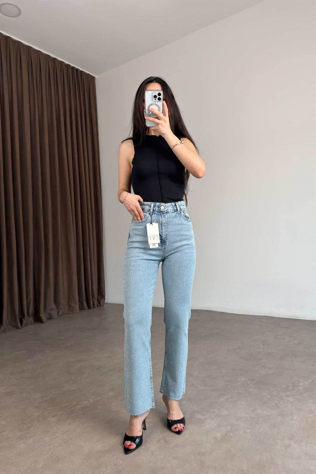 ZR Boyfit Dream Blue Taşlı Jean