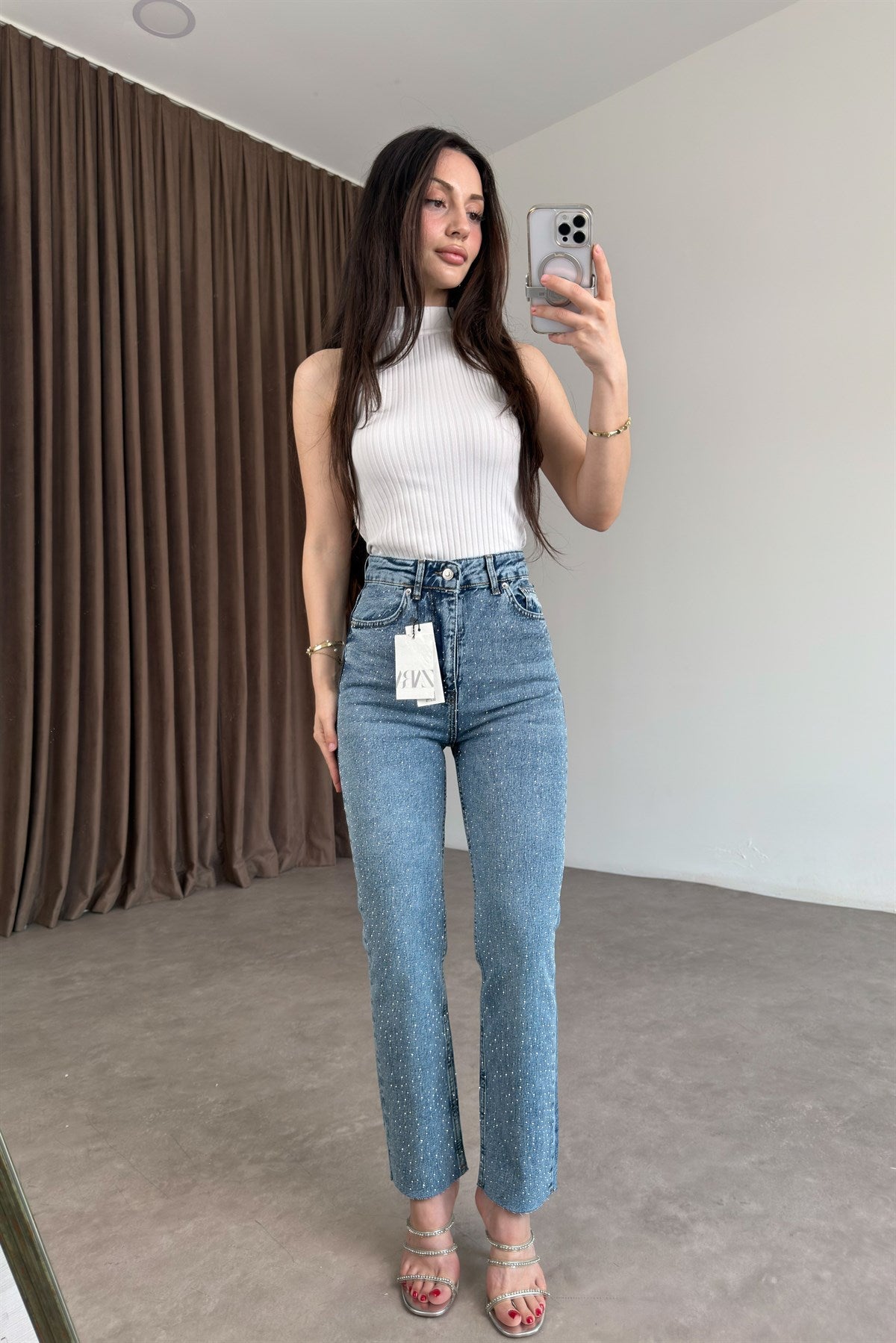ZR Boyfit True Blue Taşlı Jean
