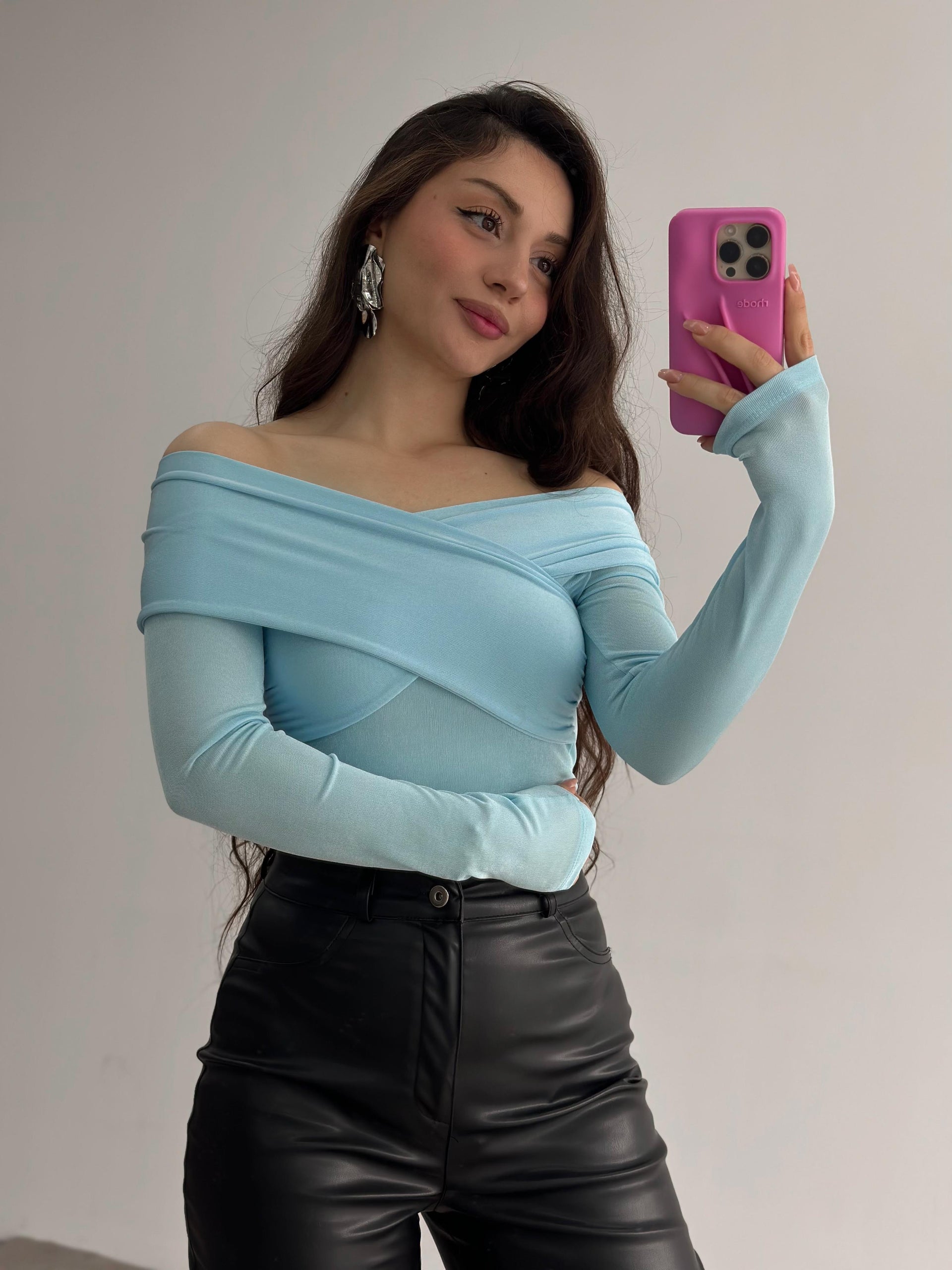 Çapraz Yaka Buzzy Zr. Bluz Mavi