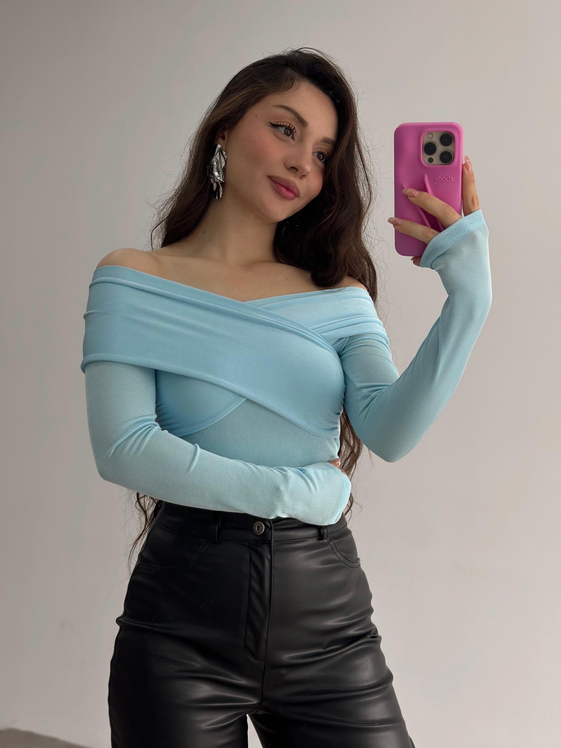 Çapraz Yaka Buzzy Zr. Bluz Mavi