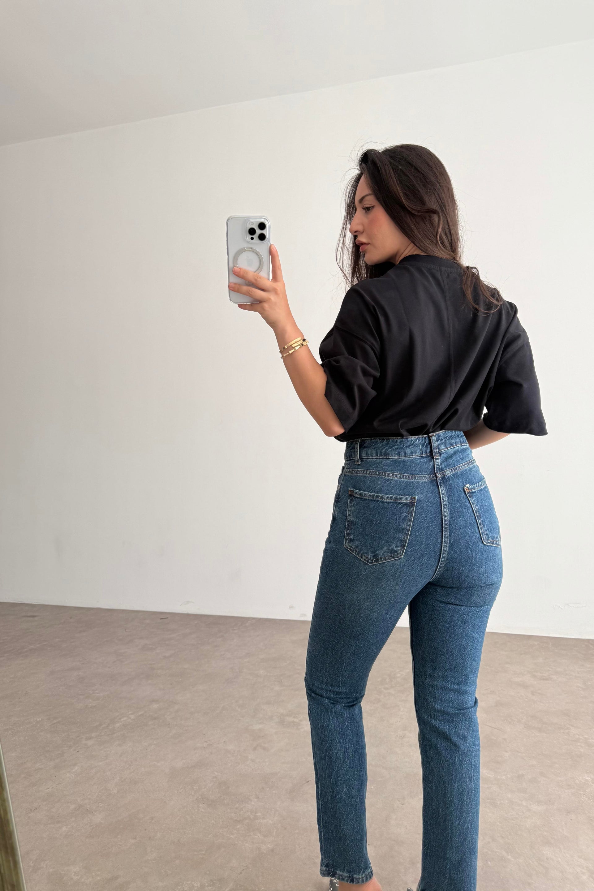 ZR Dikişli Paça Boyfit Vintage Blue Jean
