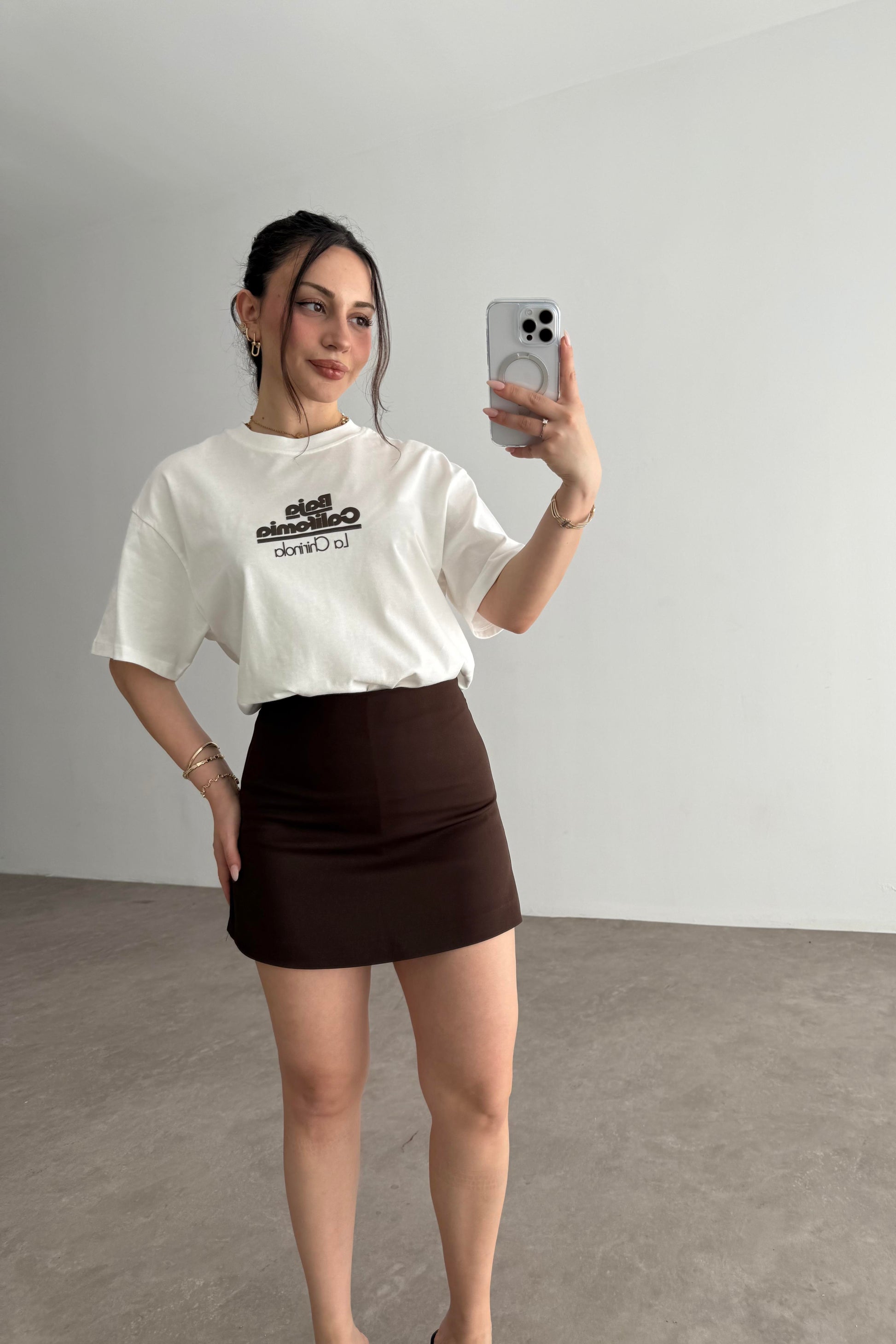Zr Düz Kesim Şort Etek Kahve