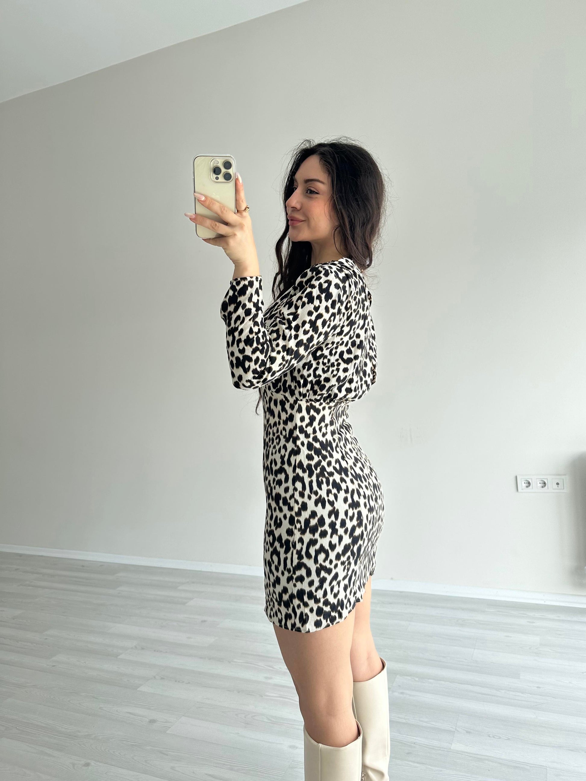 ZR Leopar Desenli Elbise