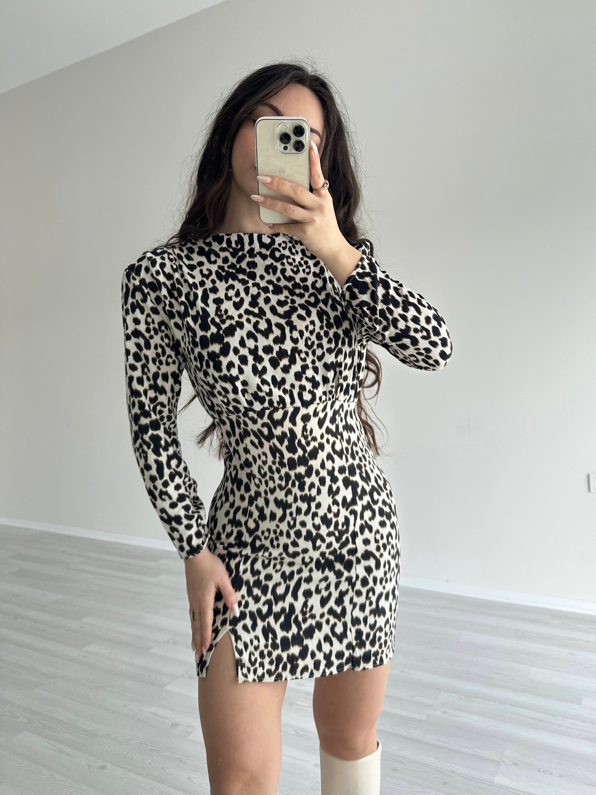 ZR Leopar Desenli Elbise
