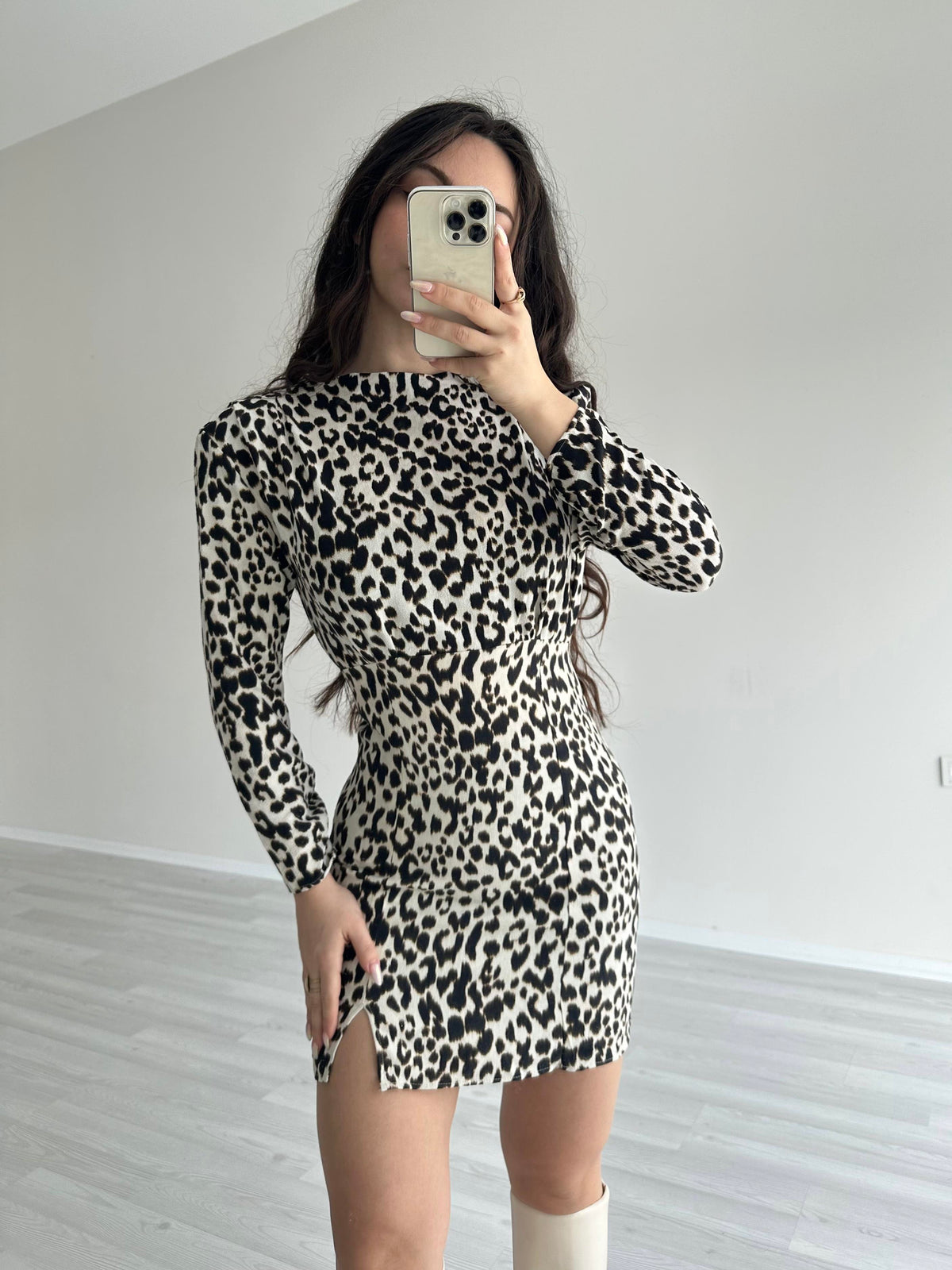 ZR Leopar Desenli Elbise