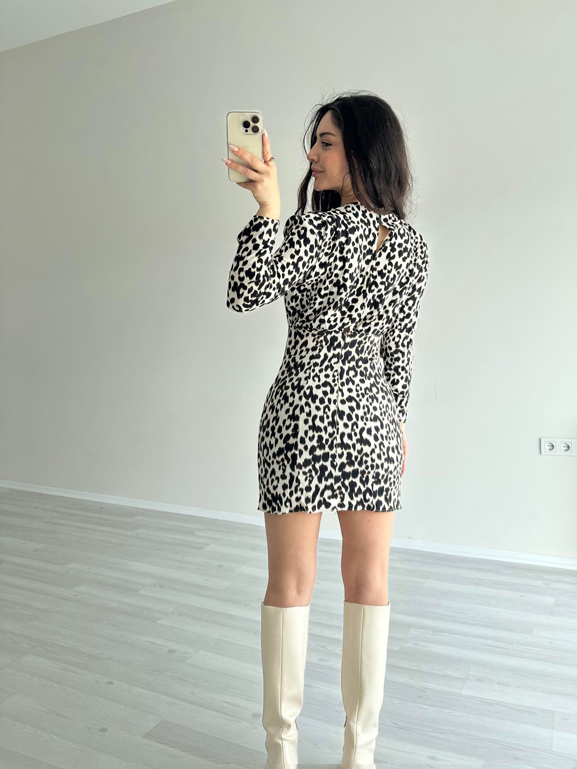 ZR Leopar Desenli Elbise