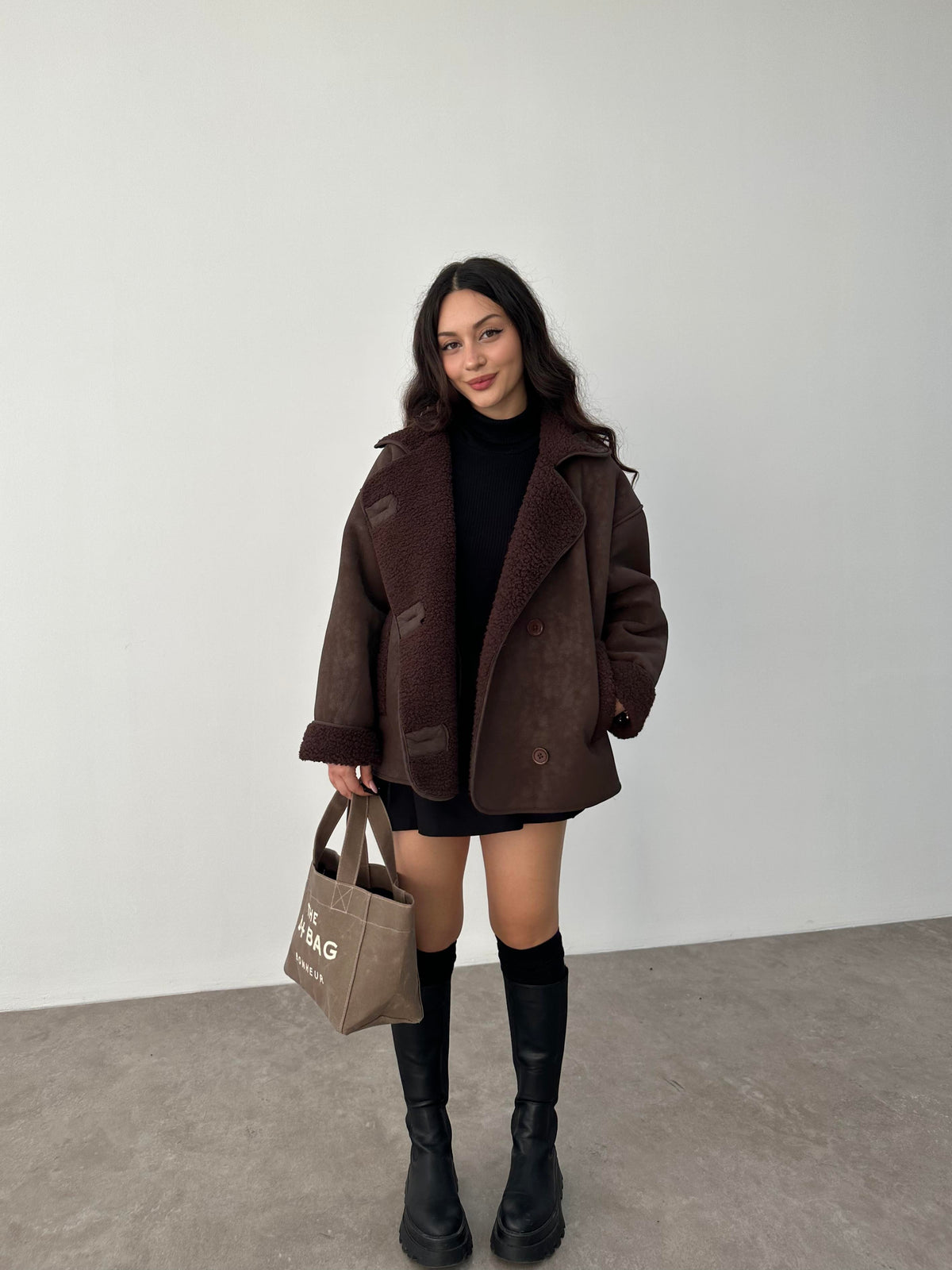 ZR Model Acı Kahve Teddy Mont