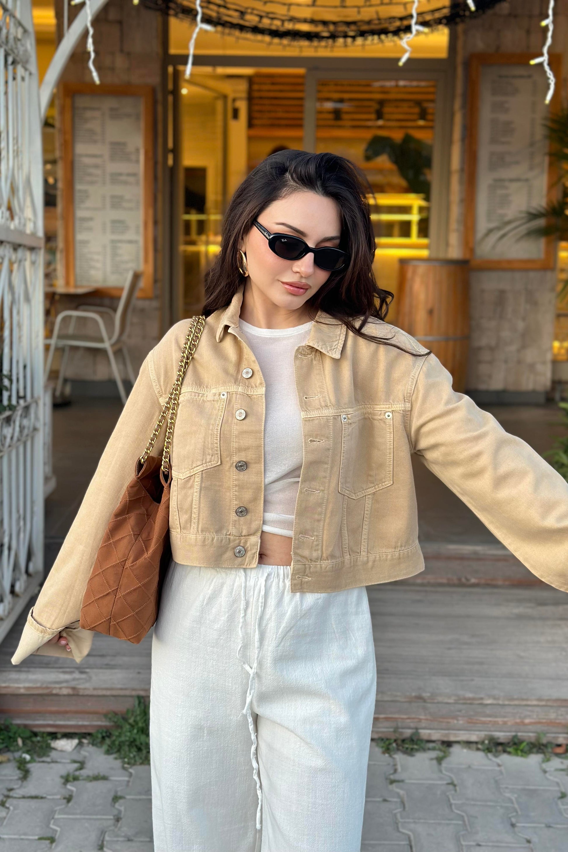 Zr Orijinal Kolları Katlama Detaylı Denim Ceket