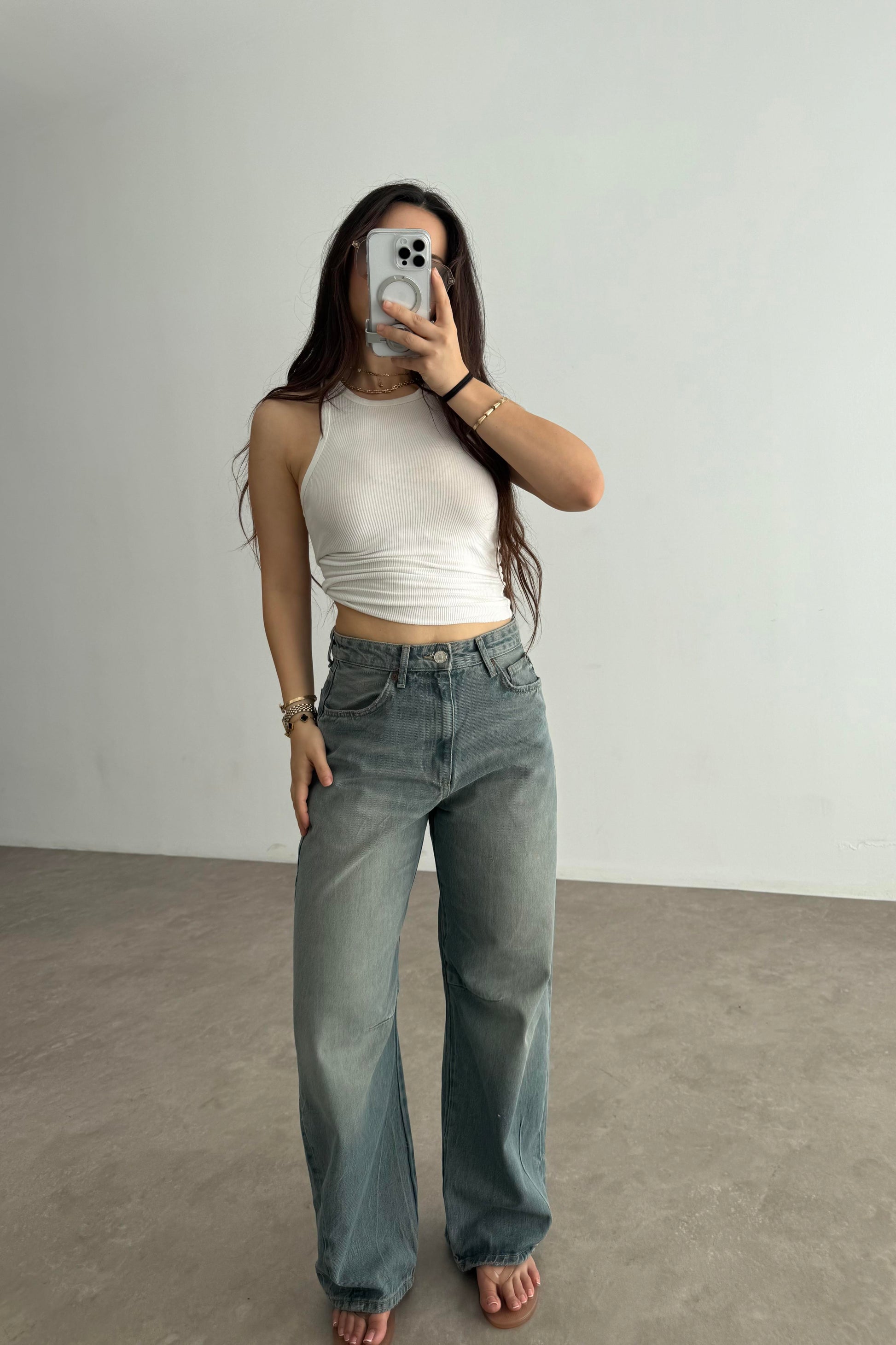 ZR Orijinal Yüksek Belli Rusty Baggy Jean