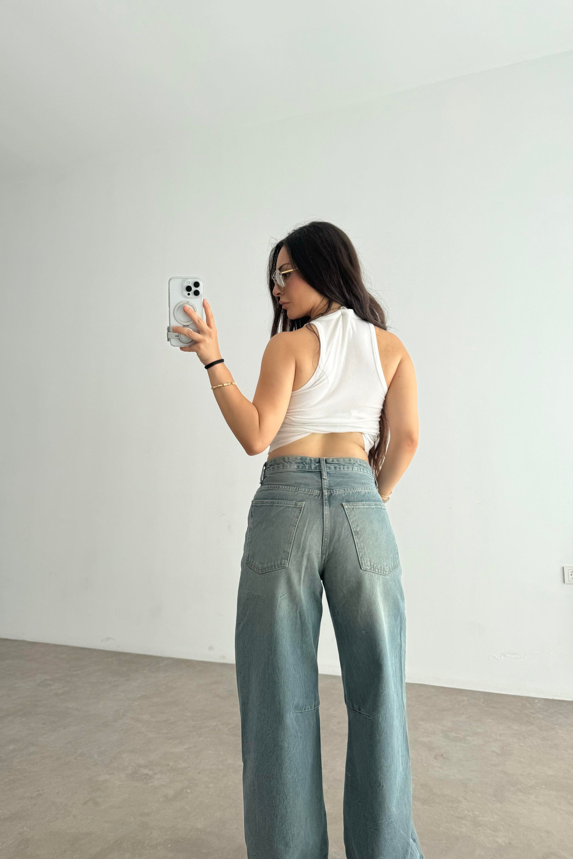 ZR Orijinal Yüksek Belli Rusty Baggy Jean