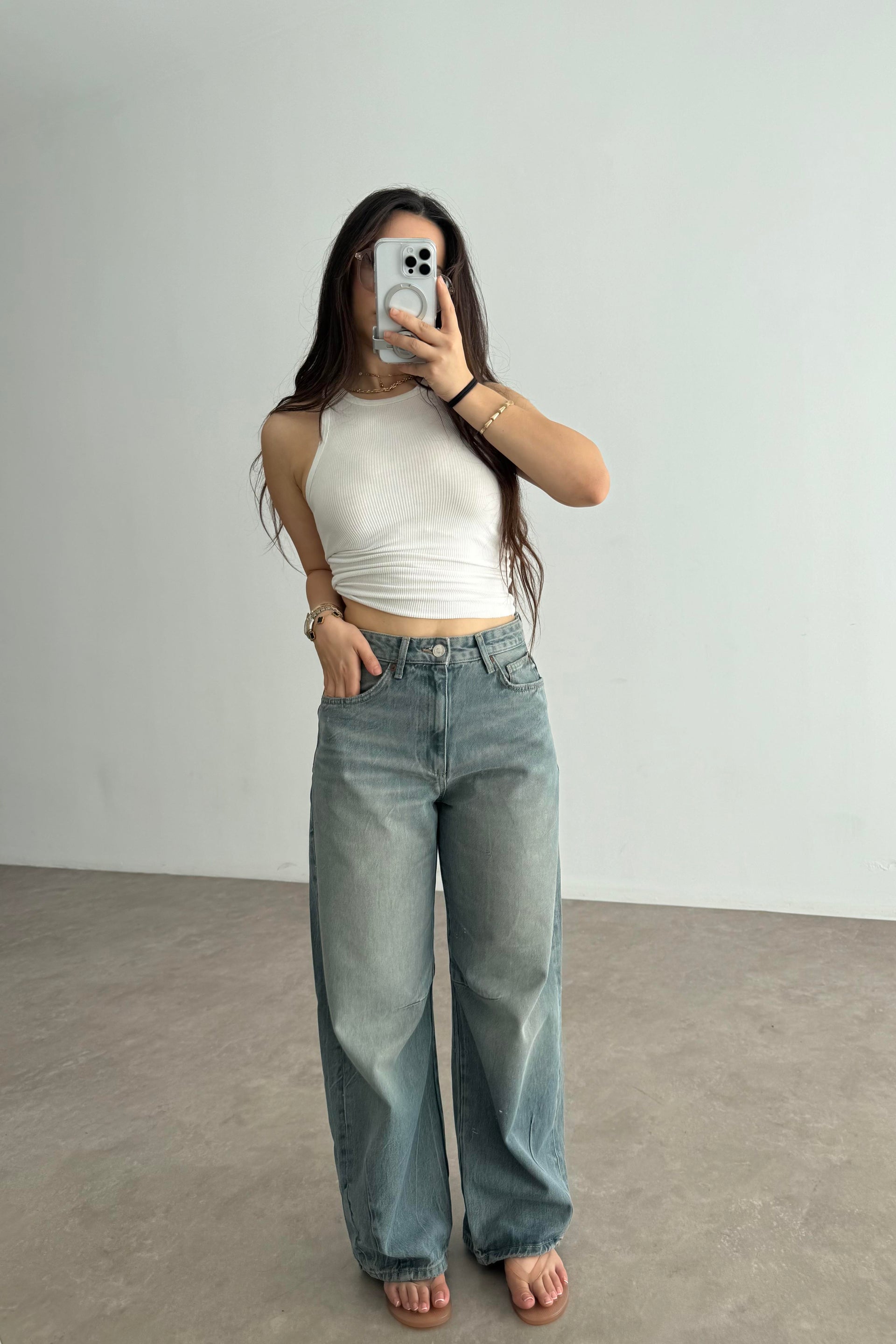ZR Orijinal Yüksek Belli Rusty Baggy Jean