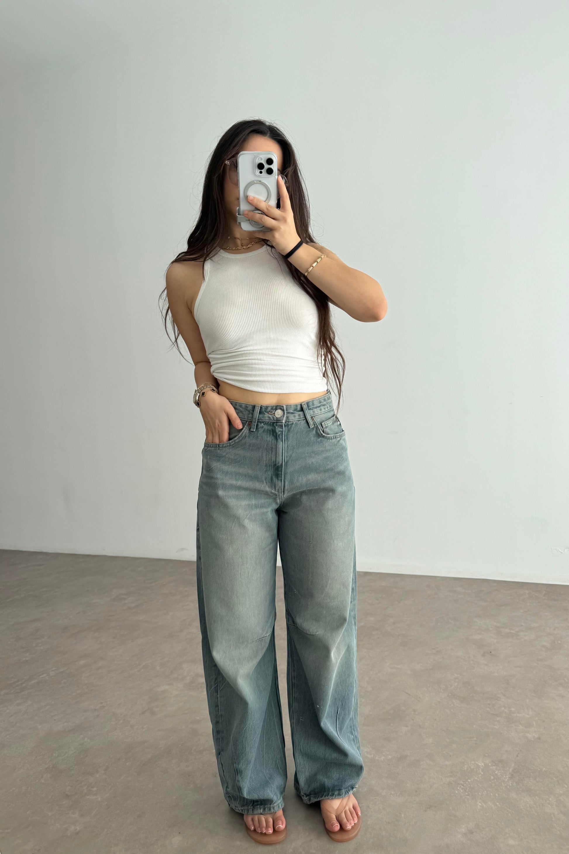 ZR Orijinal Yüksek Belli Rusty Baggy Jean