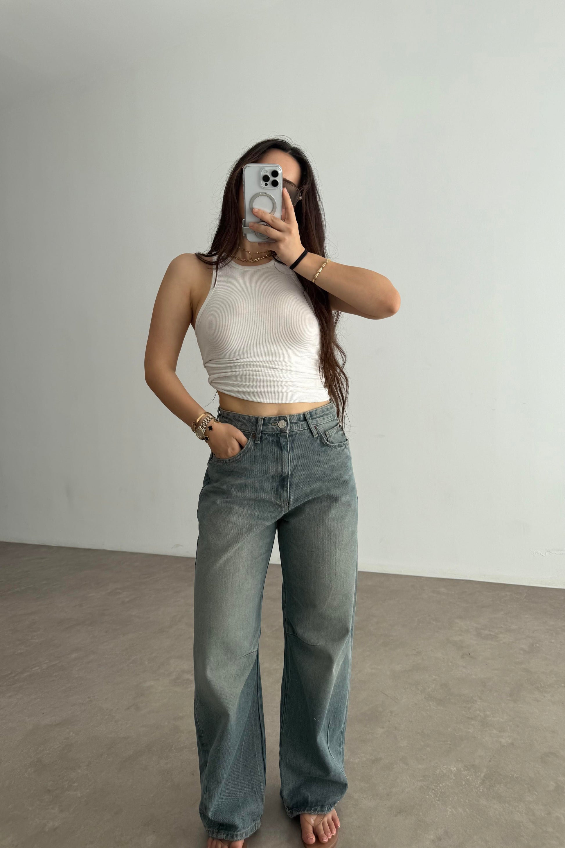 ZR Orijinal Yüksek Belli Rusty Baggy Jean