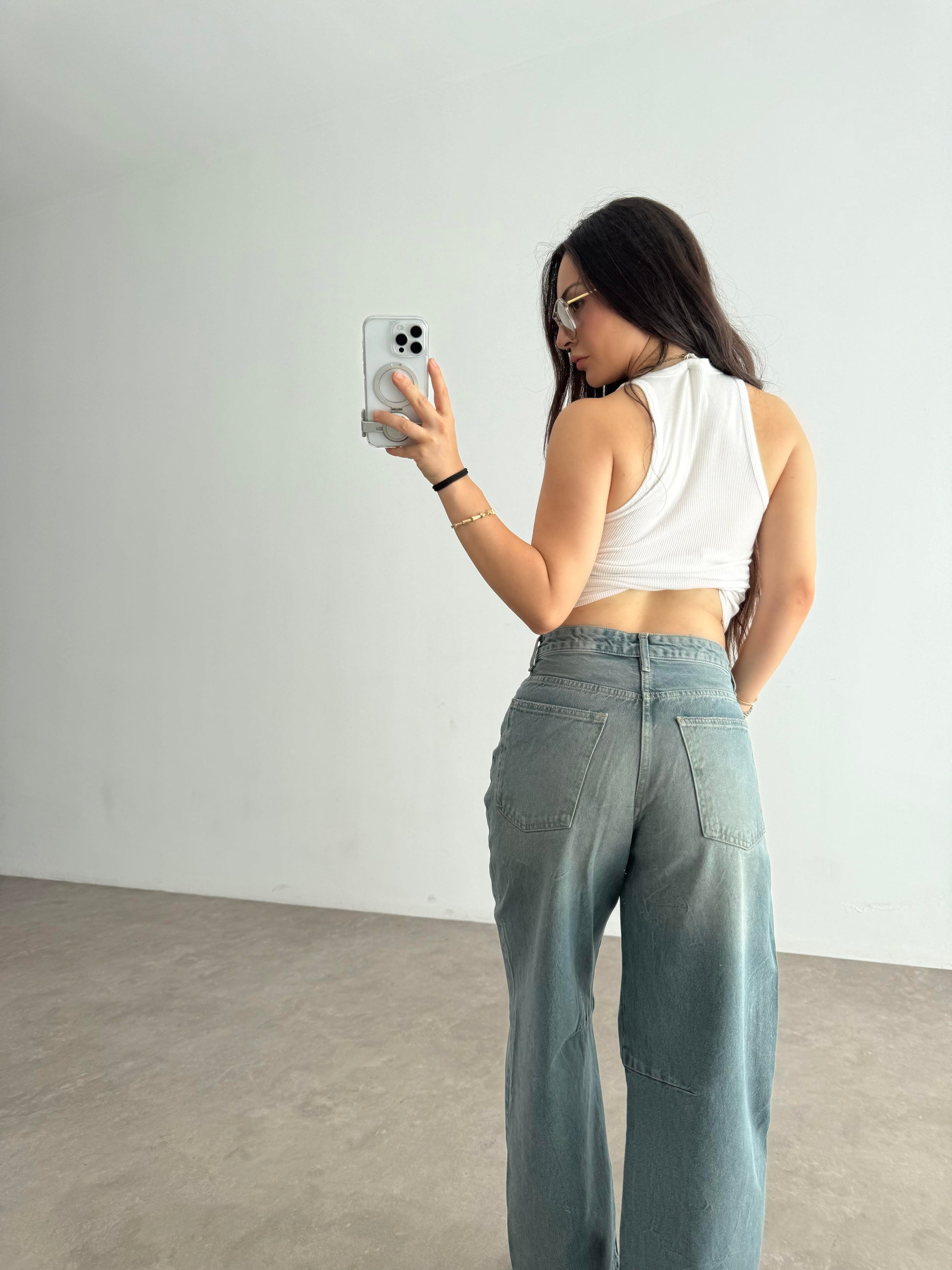 ZR Orijinal Yüksek Belli Rusty Baggy Jean