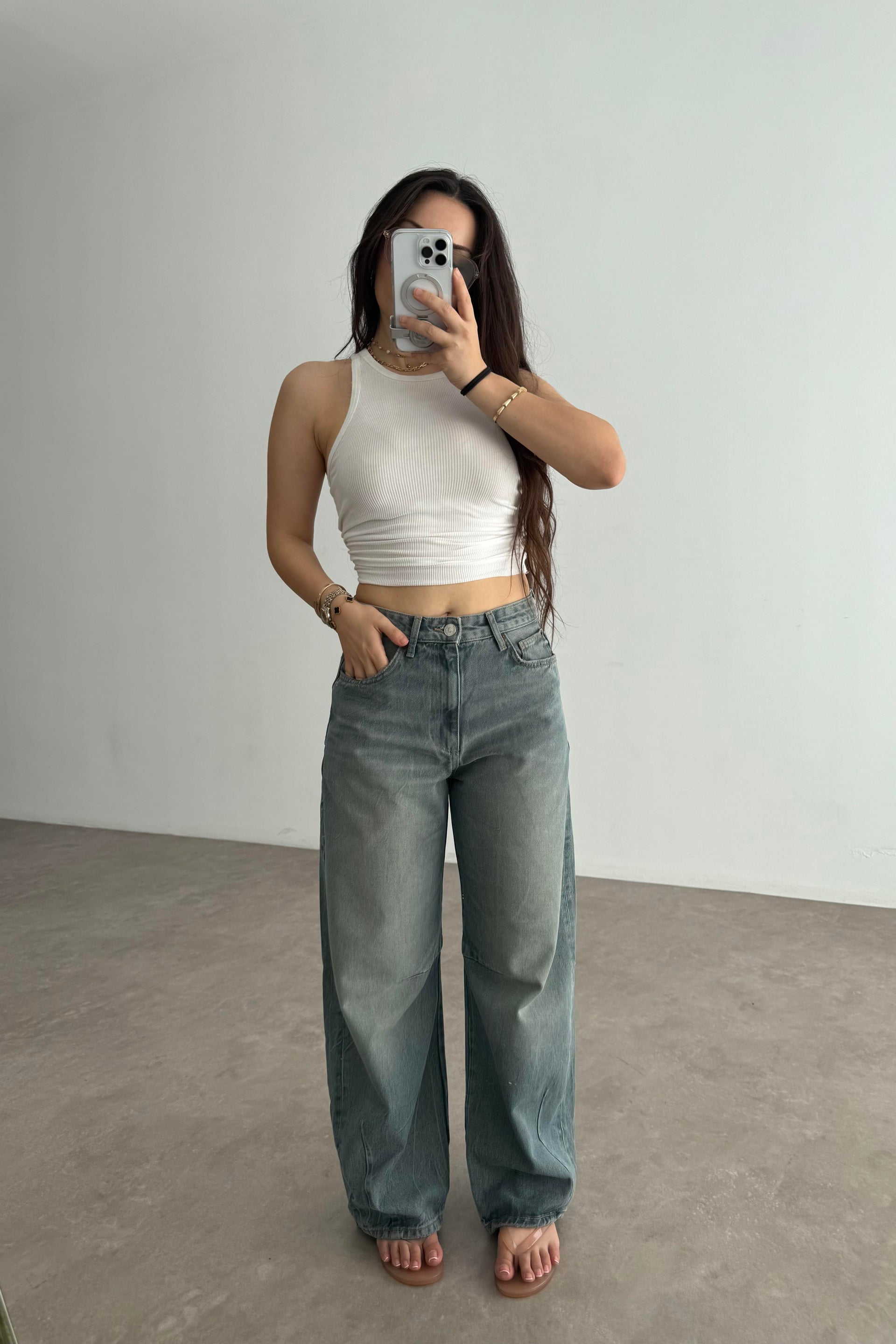 ZR Orijinal Yüksek Belli Rusty Baggy Jean