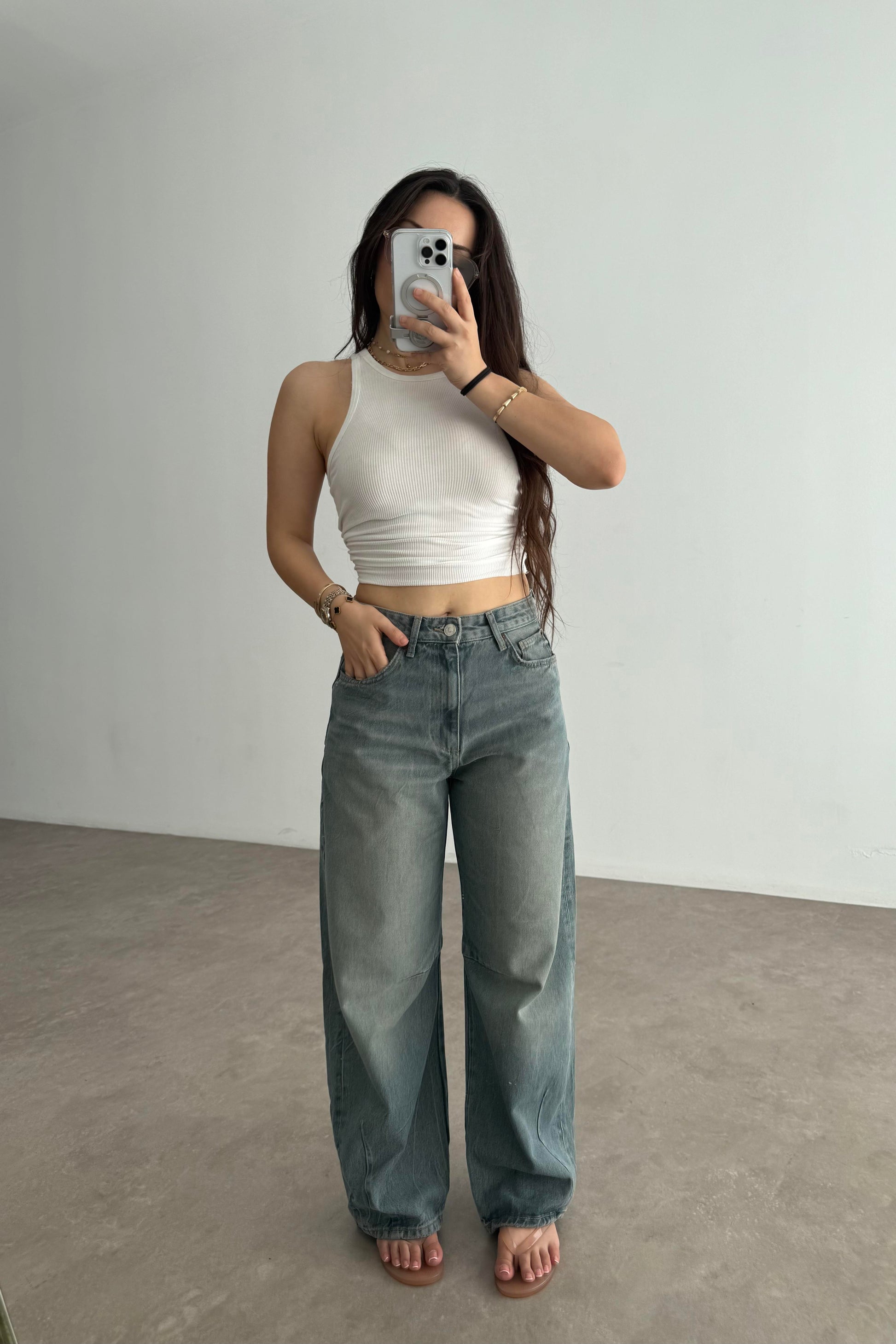 ZR Orijinal Yüksek Belli Rusty Baggy Jean