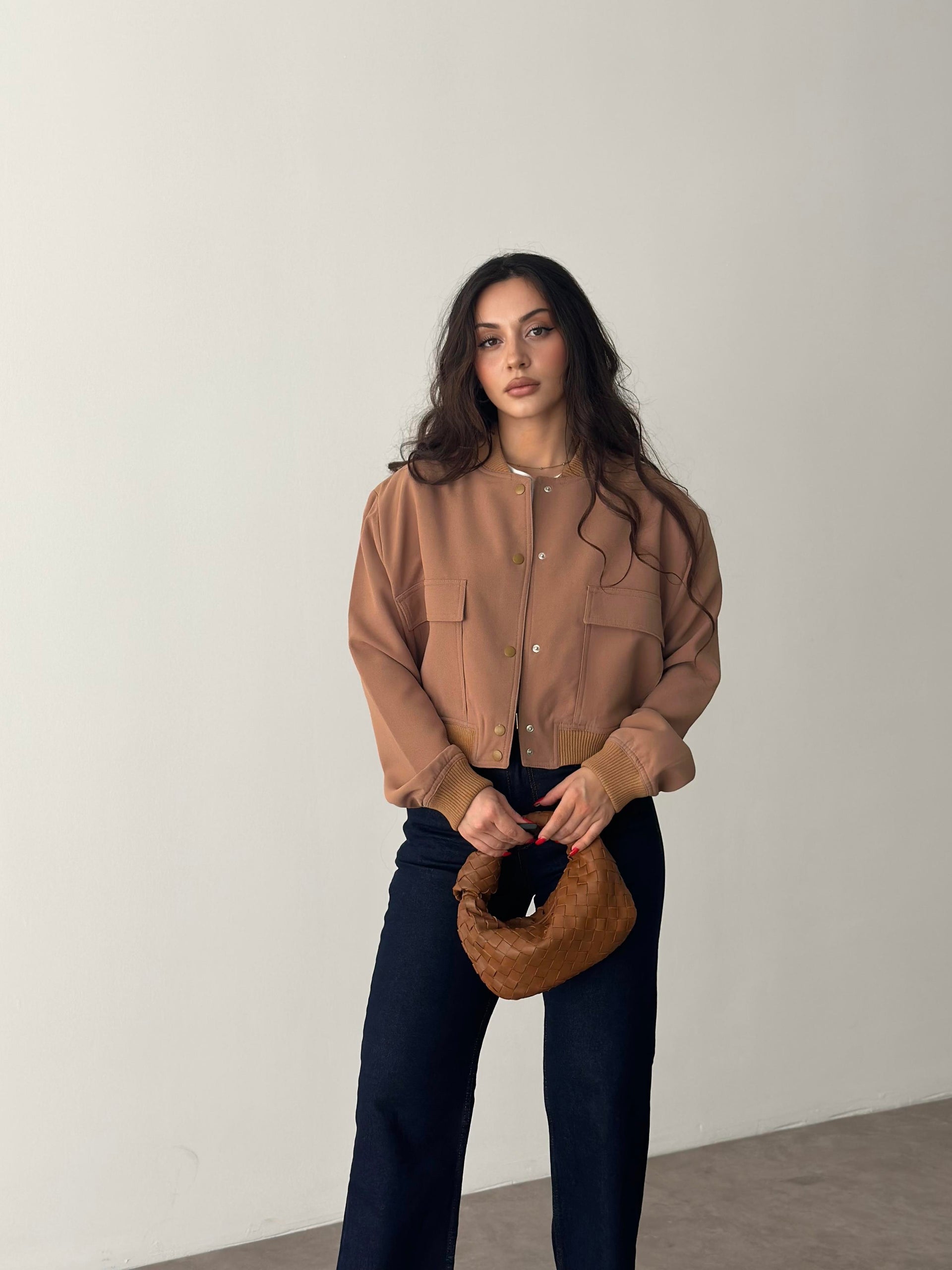 Orj. Cep Detaylı Zr. Bomber Ceket Camel