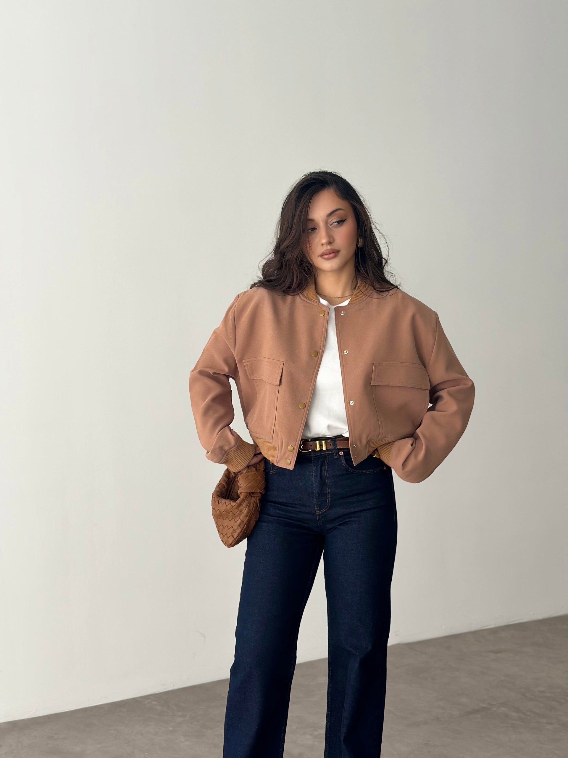 Orj. Cep Detaylı Zr. Bomber Ceket Camel