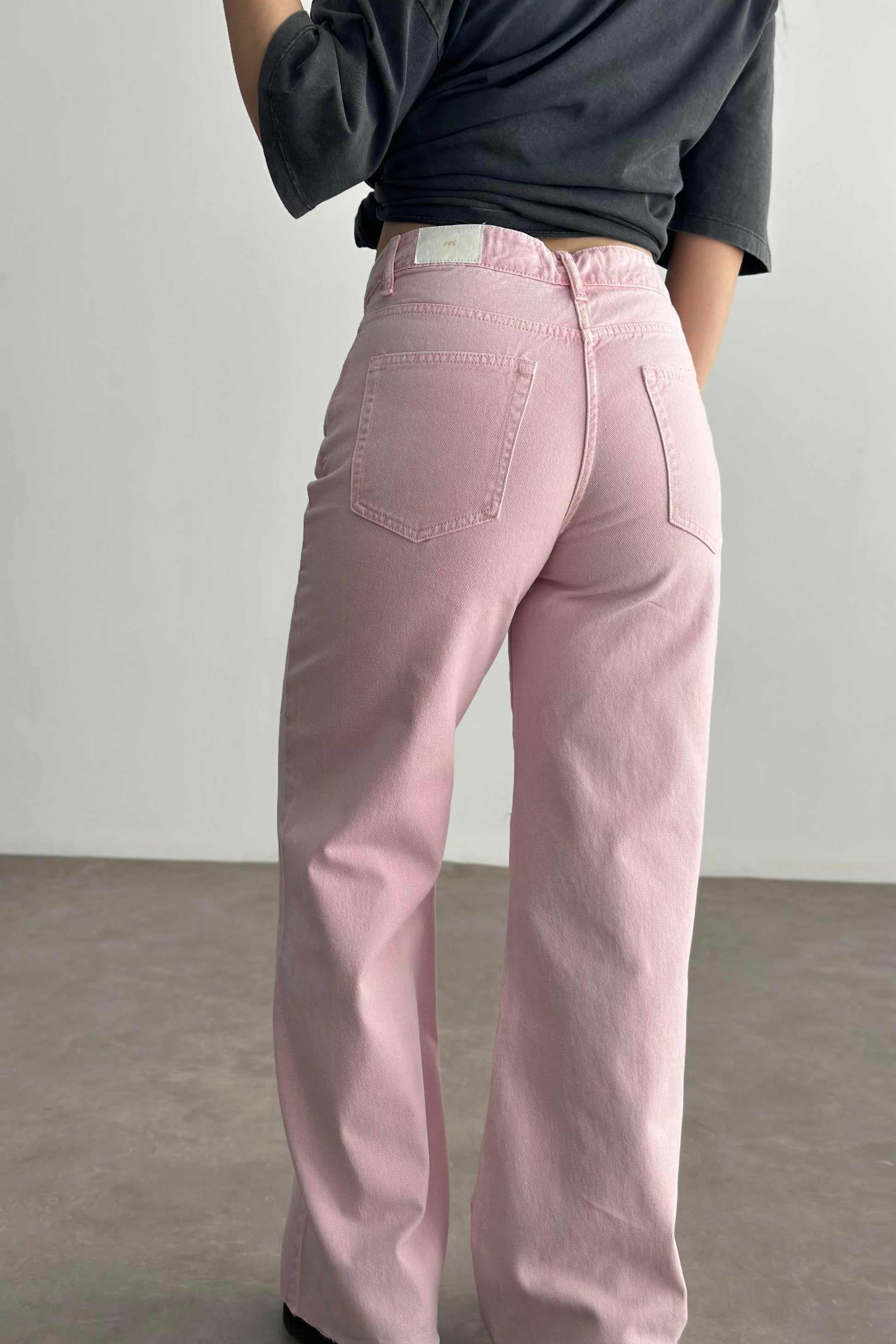 Zr Yüksek Belli Wide Leg Pink Jean