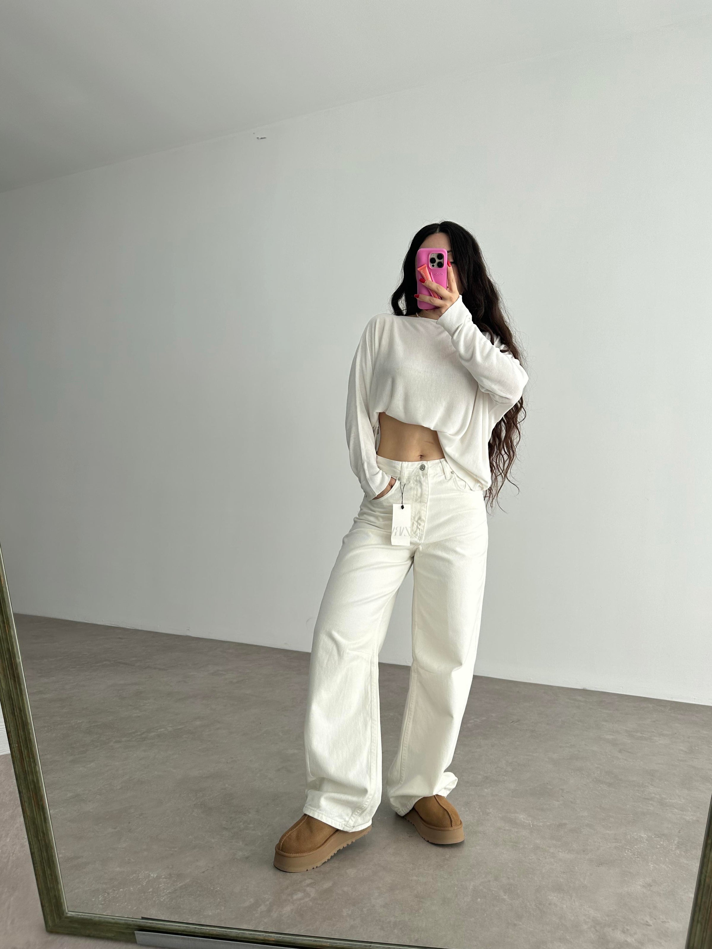 ZRA Beyaz Baggy Jean