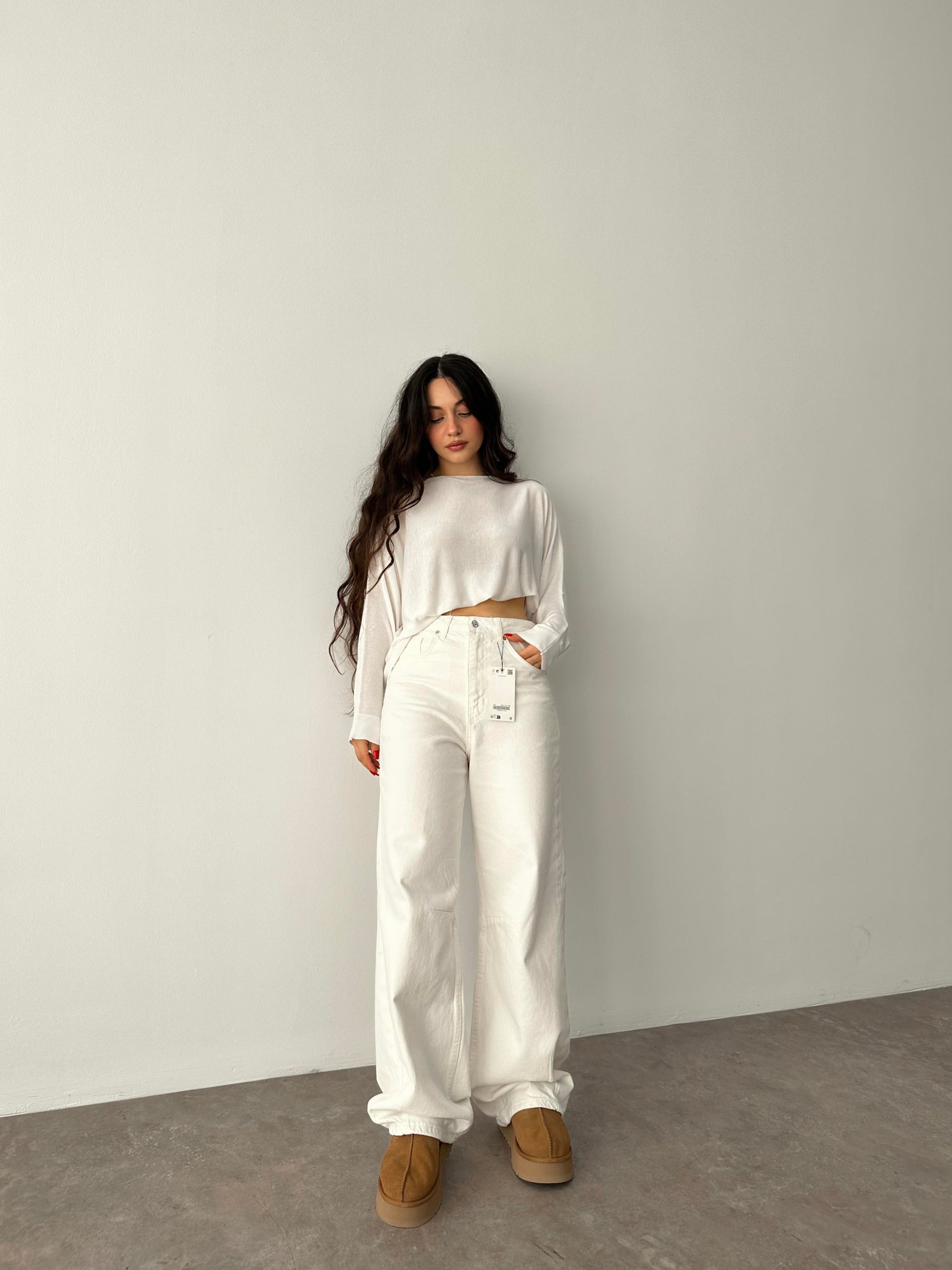 ZRA Beyaz Baggy Jean