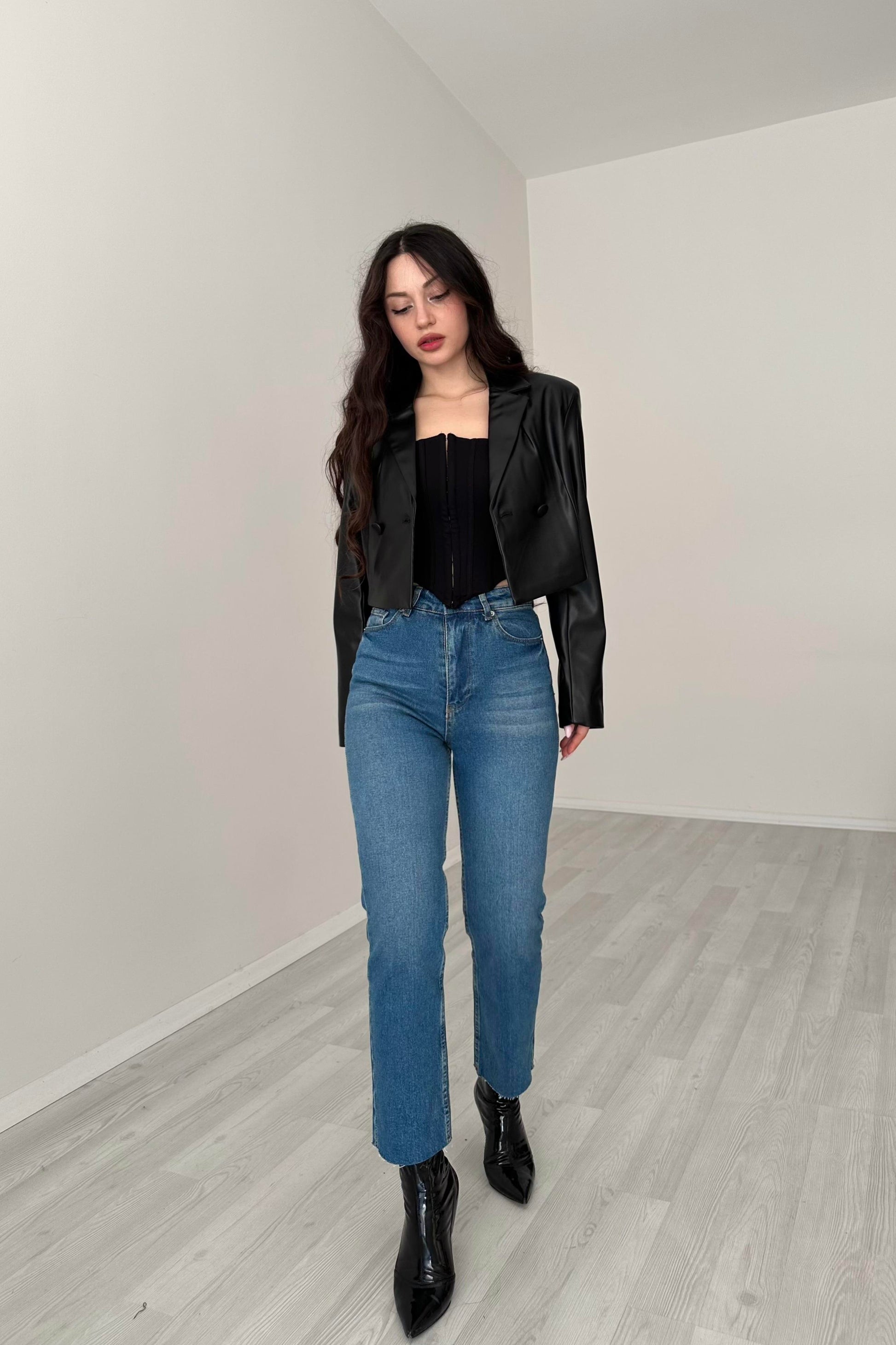 ZRA Boyfit Yüksek Belli Mid Blue Jean