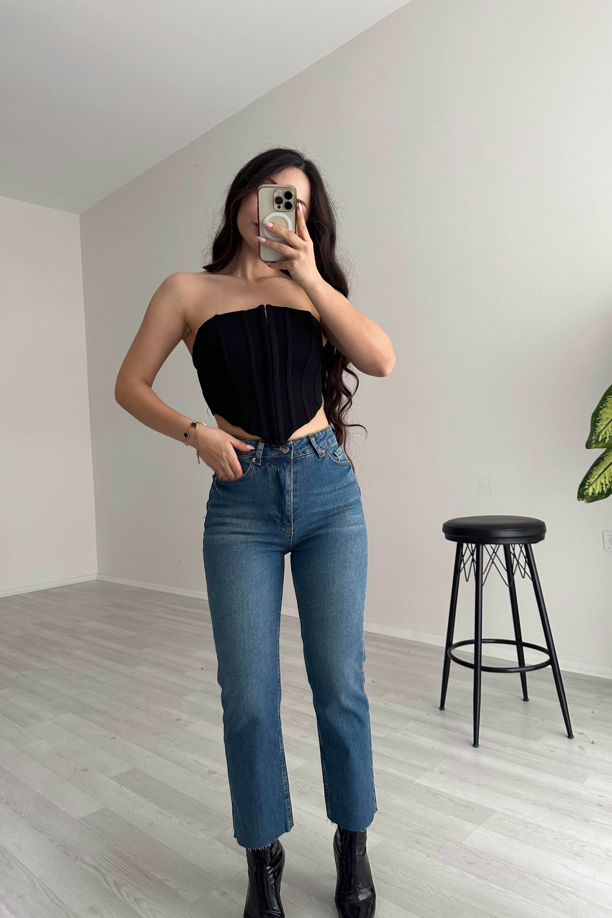 ZRA Boyfit Yüksek Belli Mid Blue Jean