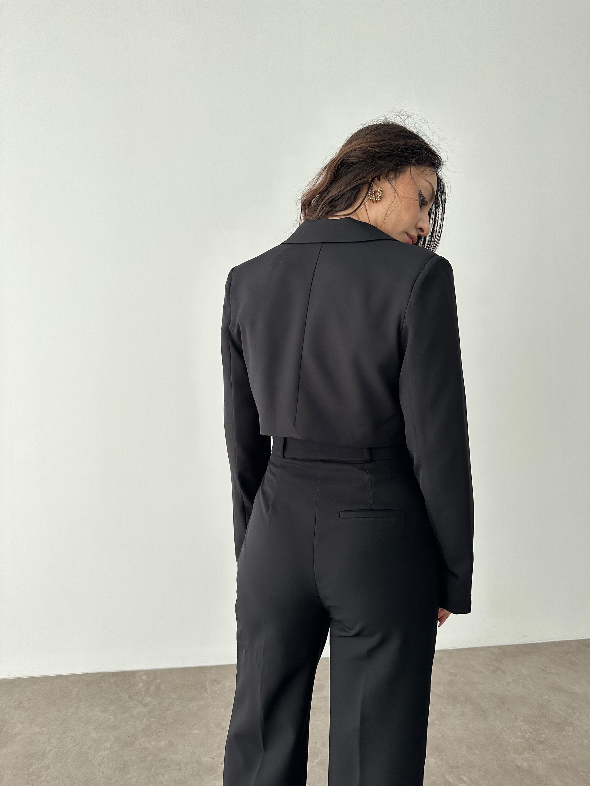 Zra Crop Siyah Blazer Ceket