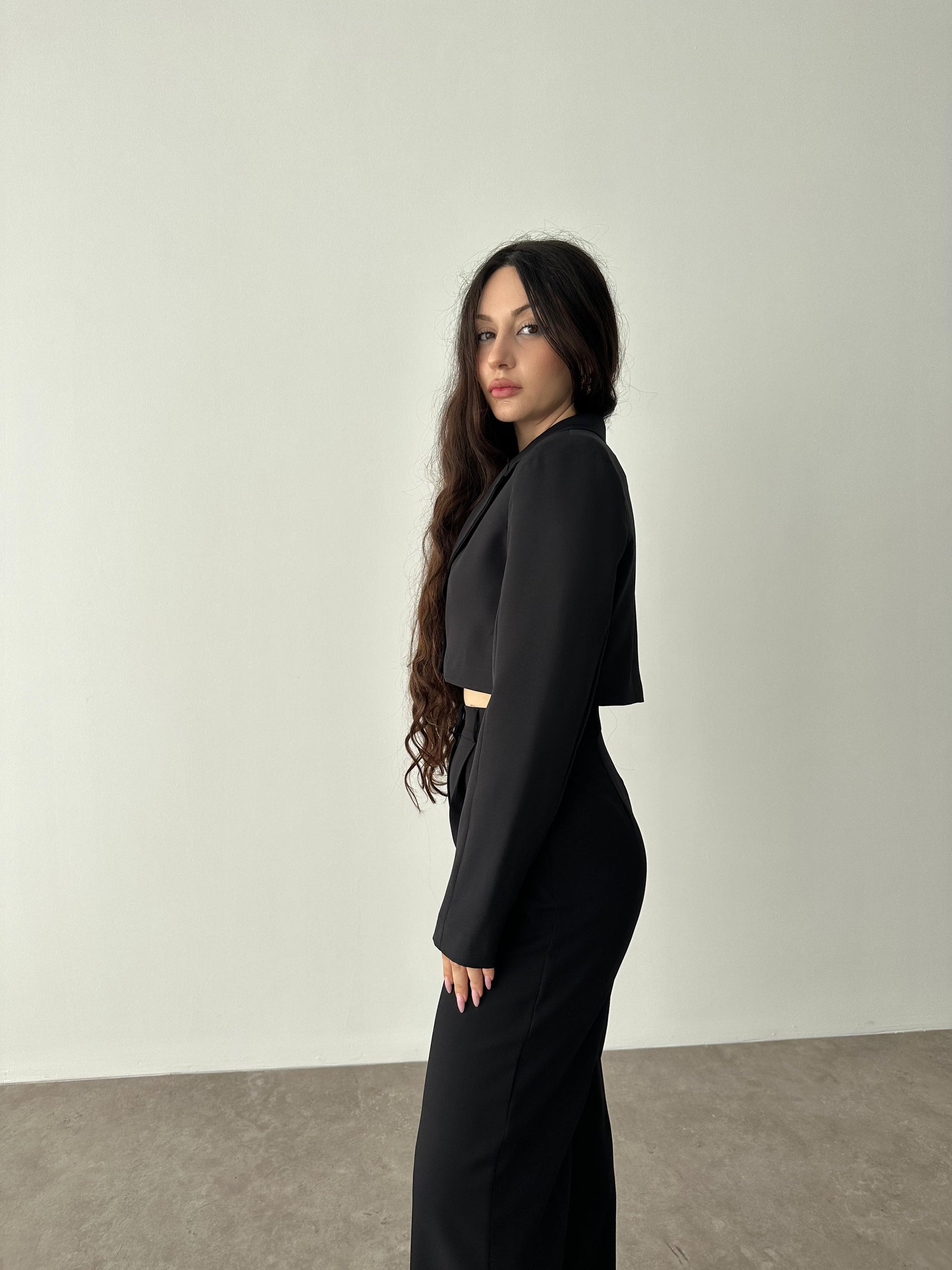 Zra Crop Siyah Blazer Ceket